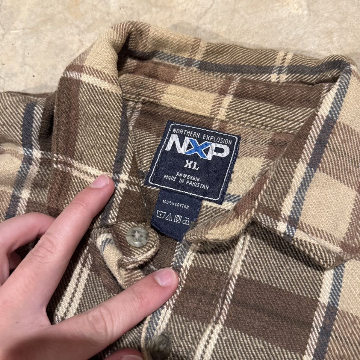 Vintage Vtg 2000s Brown Faded Distressed Flannel Shirt ERD Grunge Size US XL / EU 56 / 4 - 5 Thumbnail