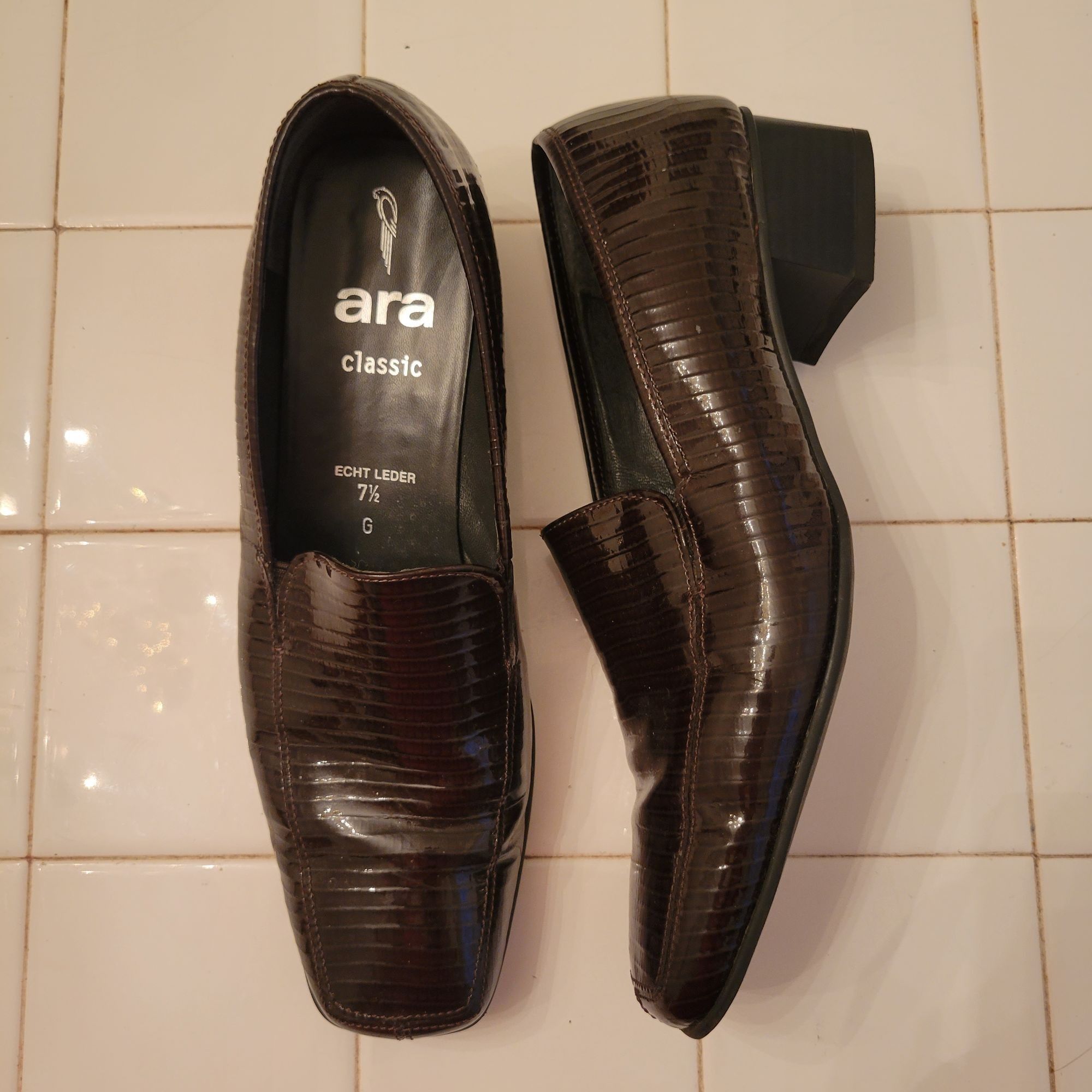Vintage Ara Classic Echt Leder Brown Leather Heeled Loafers 7.5G Ge Size US 10 / IT 40 - 1 Thumbnail
