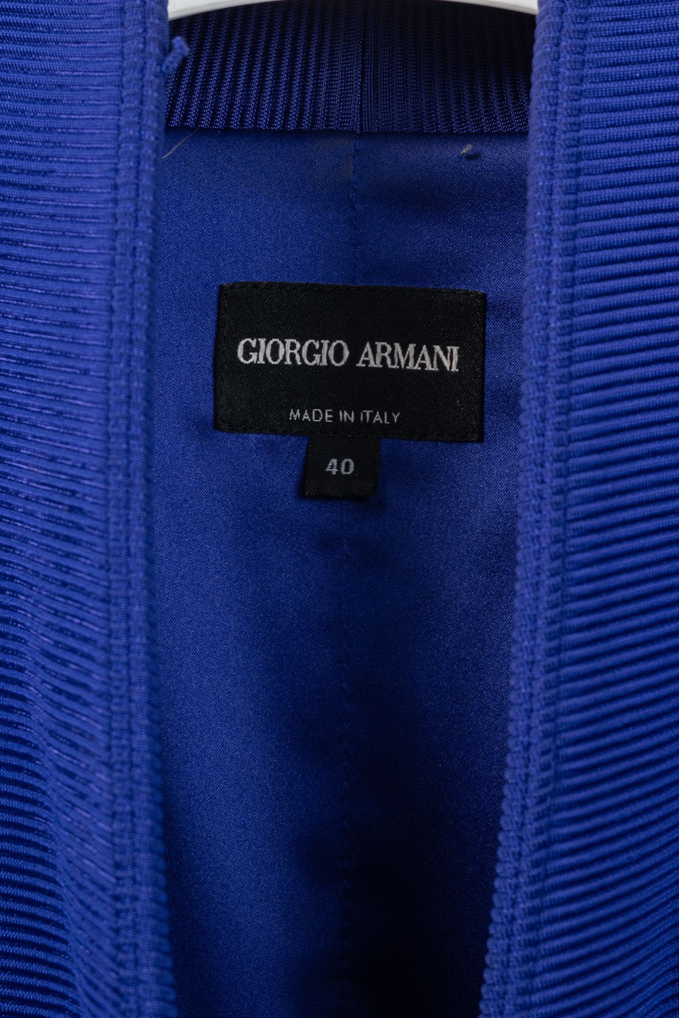 Giorgio Armani Giorgio Armani Cobalt-Blue Ribbed-Knit Blazer Size S / US 4 / IT 40 - 4 Thumbnail