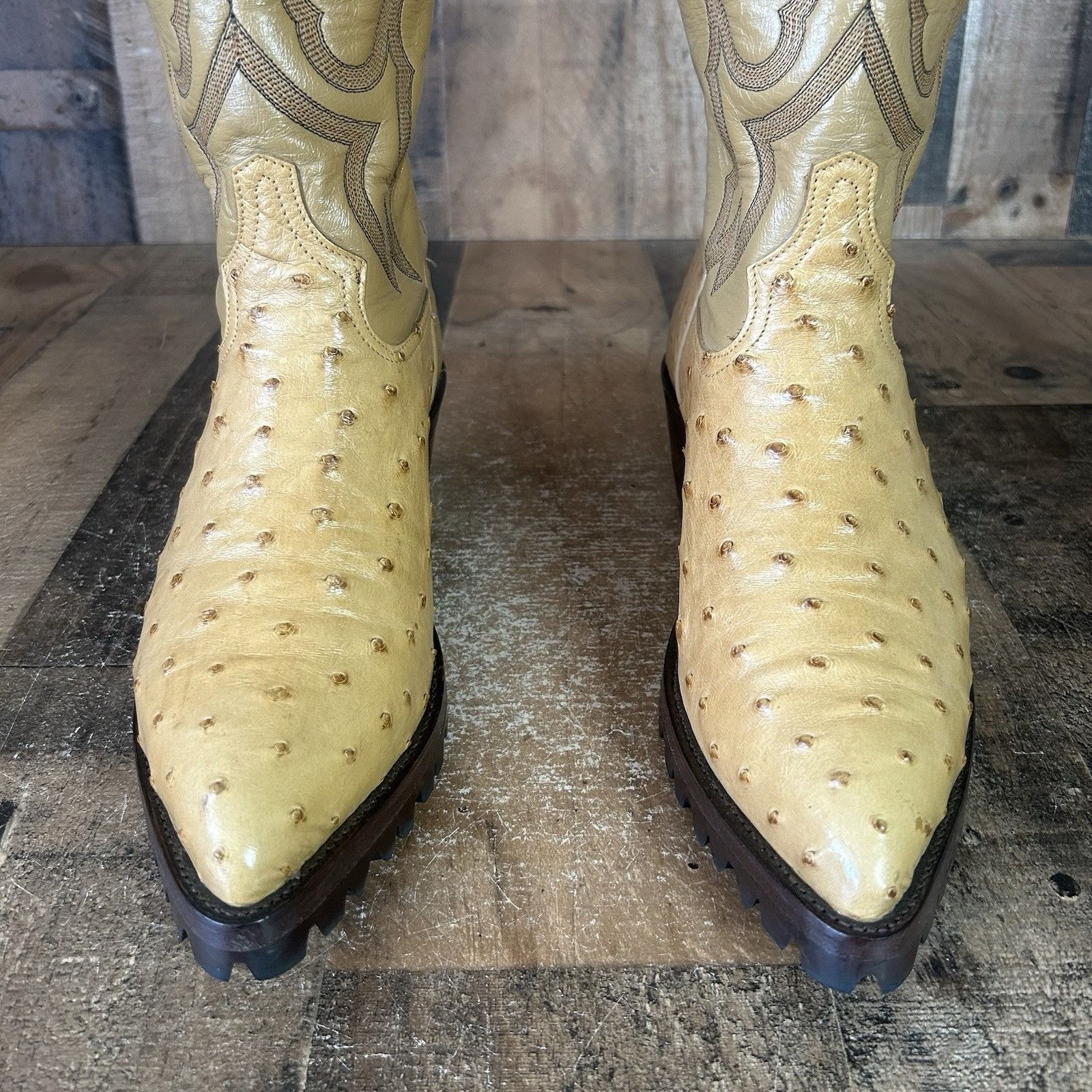Tony Lama Tony Lama Vintage Lug Sole Ostrich Cowboy Boots Mens 9.5 EE Size US 9.5 / EU 42-43 - 6 Thumbnail