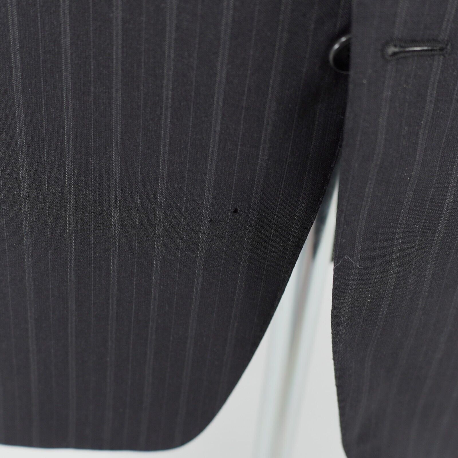 Canali DAMAGED Canali Pure Wool Gray Striped Suit Jacket 2 Button 4 Size 42R - 4 Thumbnail