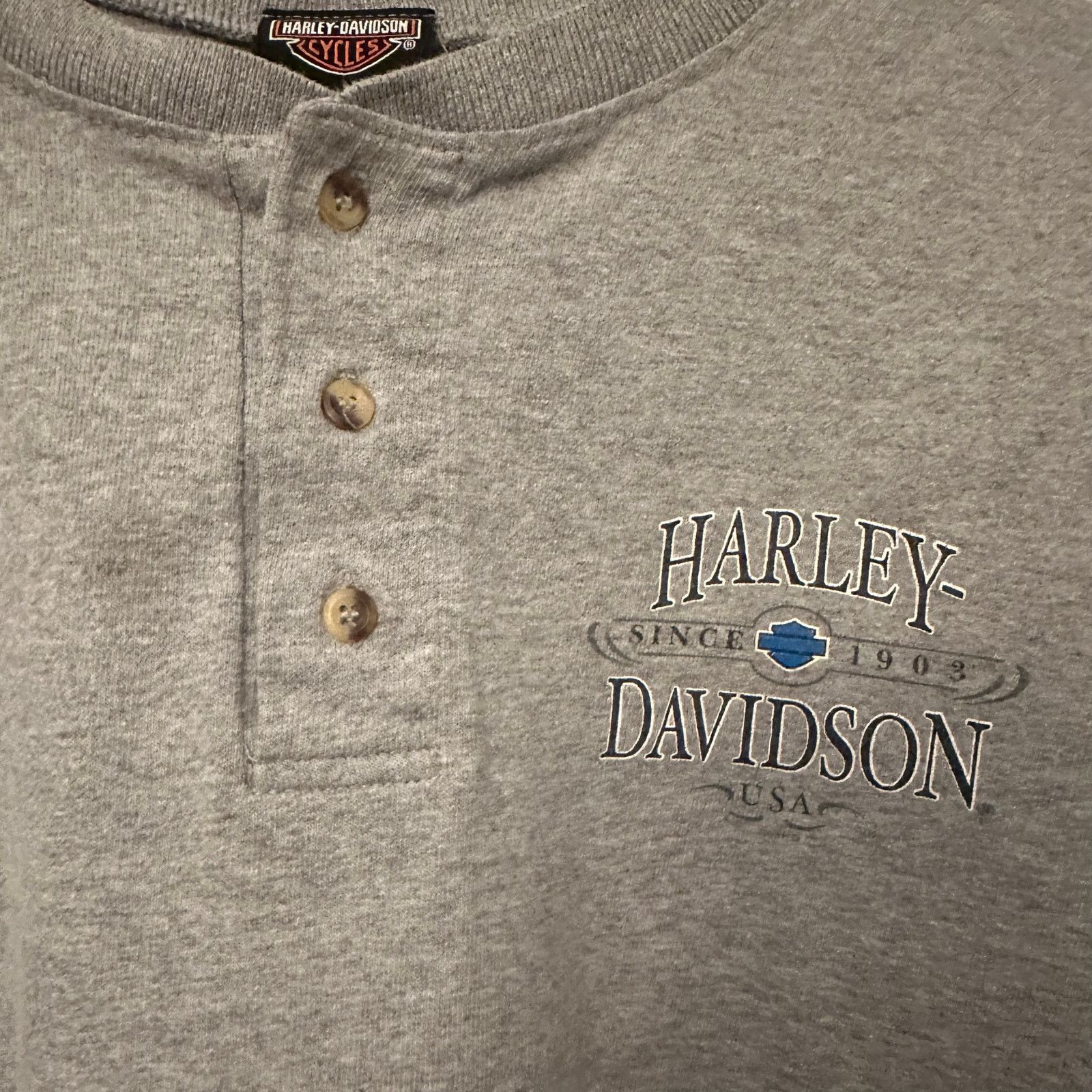 Harley Davidson Vintage Henley Harley Davidson shirt long sleeve Denver Size US XL / EU 56 / 4 - 3 Thumbnail