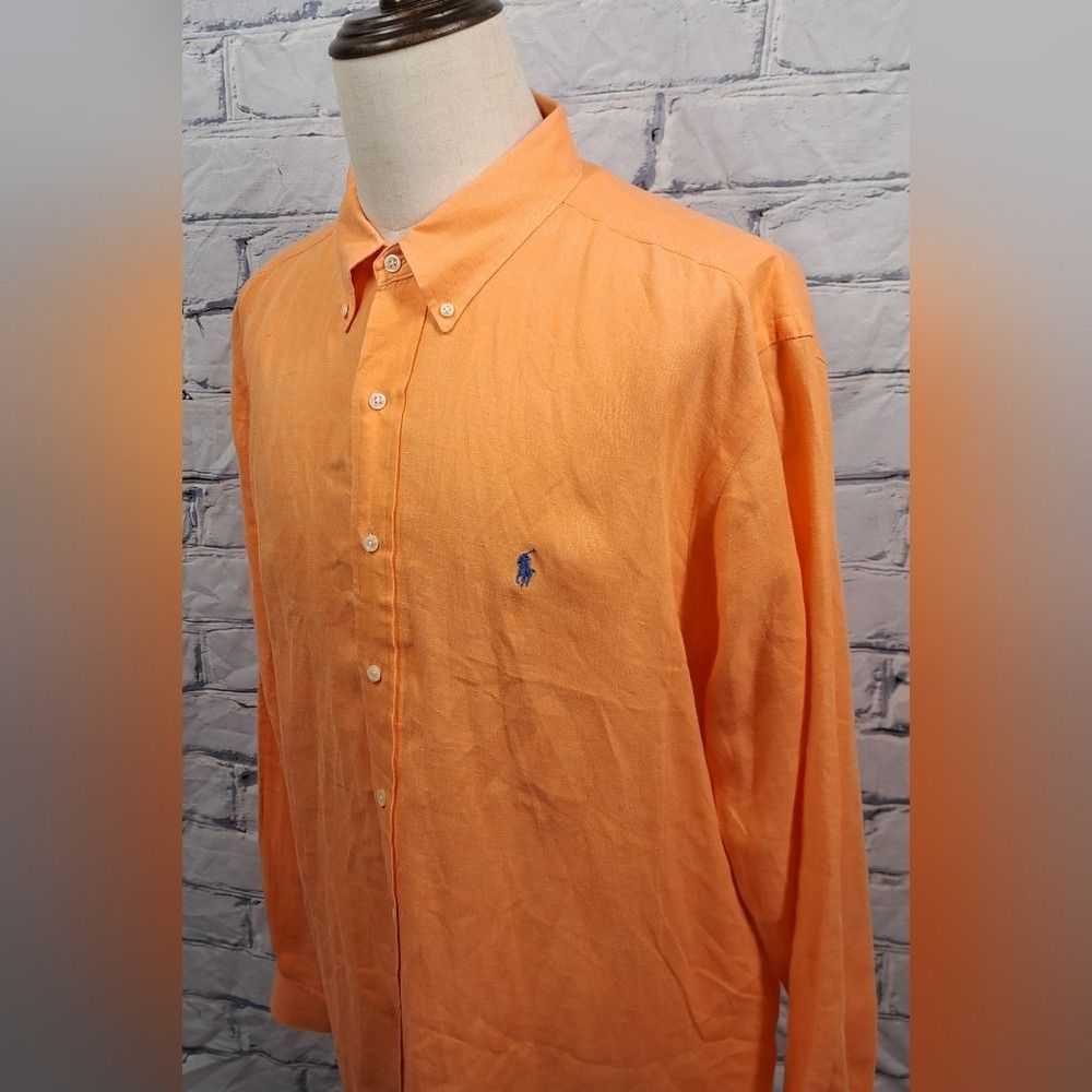 Ralph Lauren Ralph Lauren Men's Classic Fit Orange 100% Linen Button Do Size US XXL / EU 58 / 5 - 1 Thumbnail