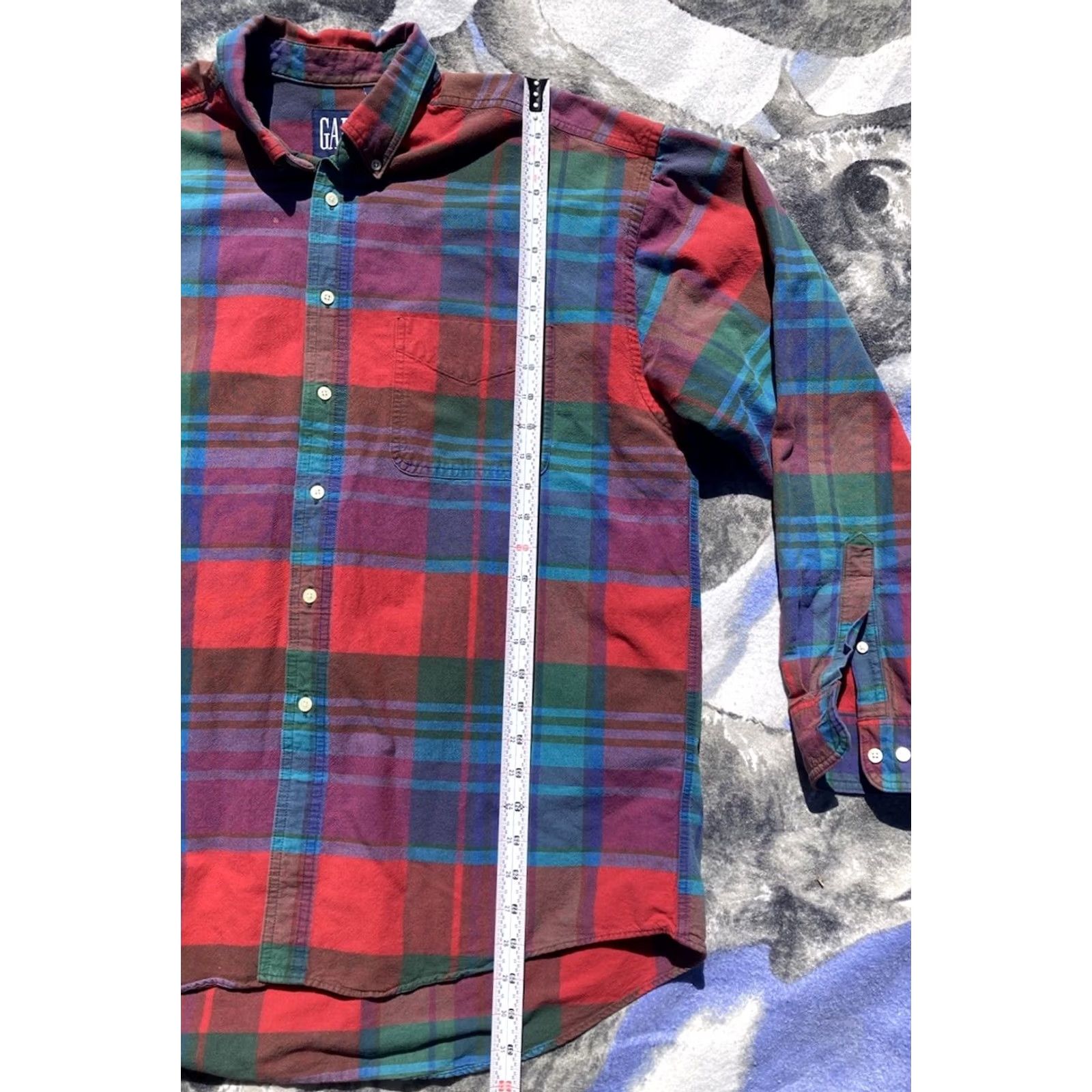 Gap VINTAGE GAP Flannel Shirt Mens M Plaid Long Sleeve Button-Up Collared USA Made Red 90s Grunge Size US M / EU 48-50 / 2 - 6 Thumbnail