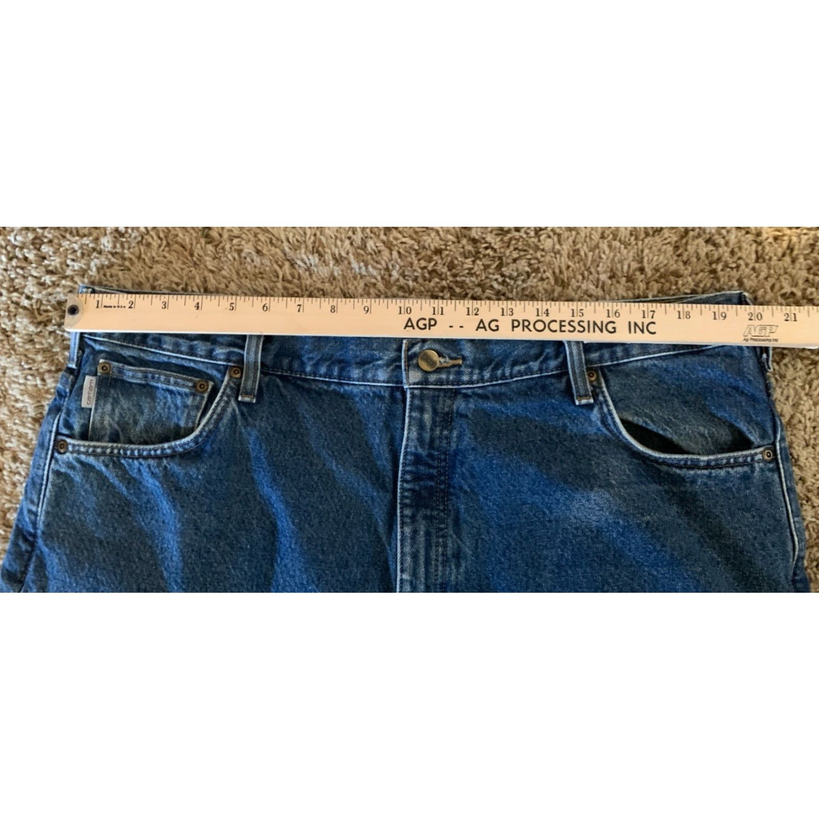 Carhartt Carhartt Jeans Mens 42x32 Blue Denim Straight Relaxed Lined Workwear Pants Size US 42 / EU 58 - 7 Thumbnail