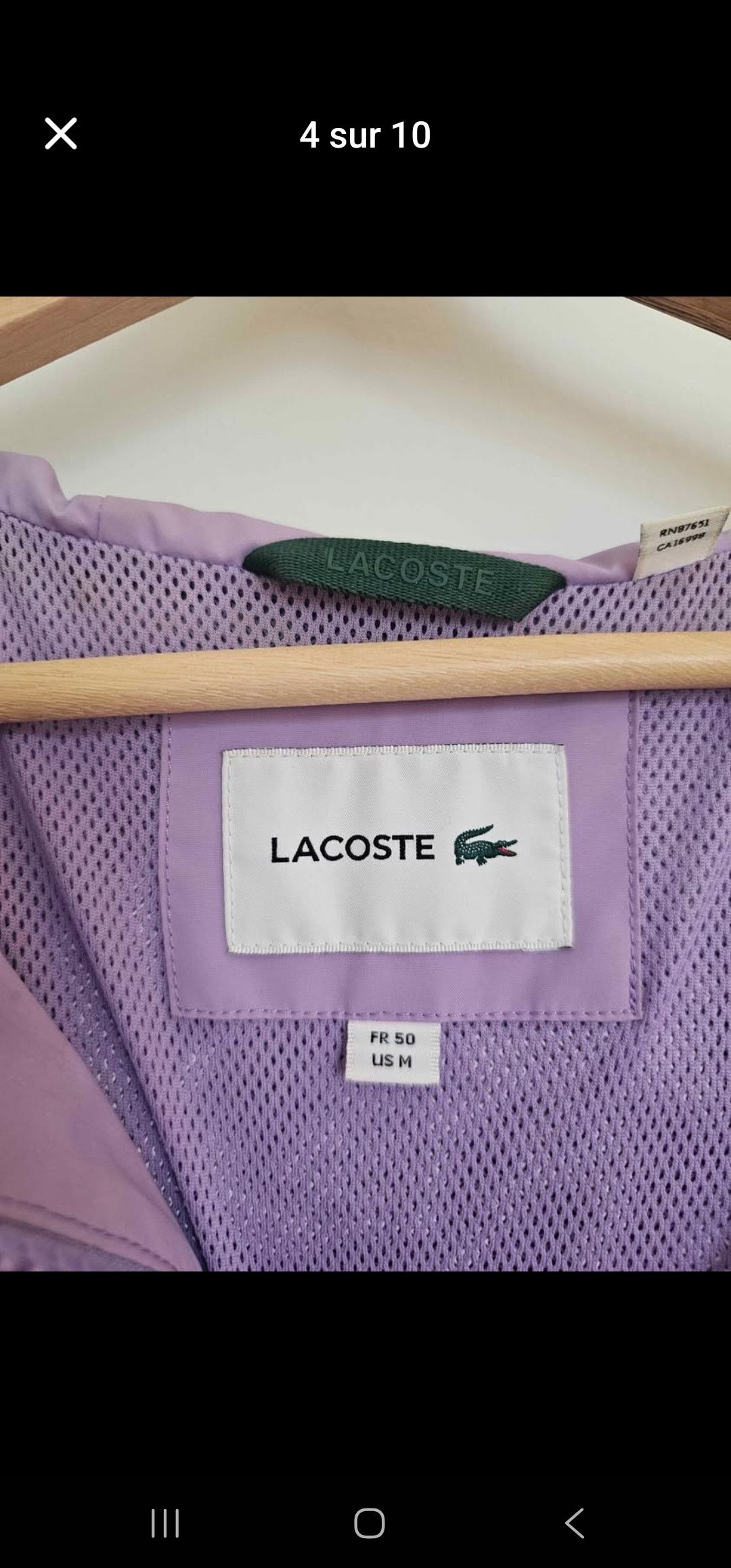 Lacoste Lacoste Purple Raincoat Size US M / EU 48-50 / 2 - 5 Thumbnail