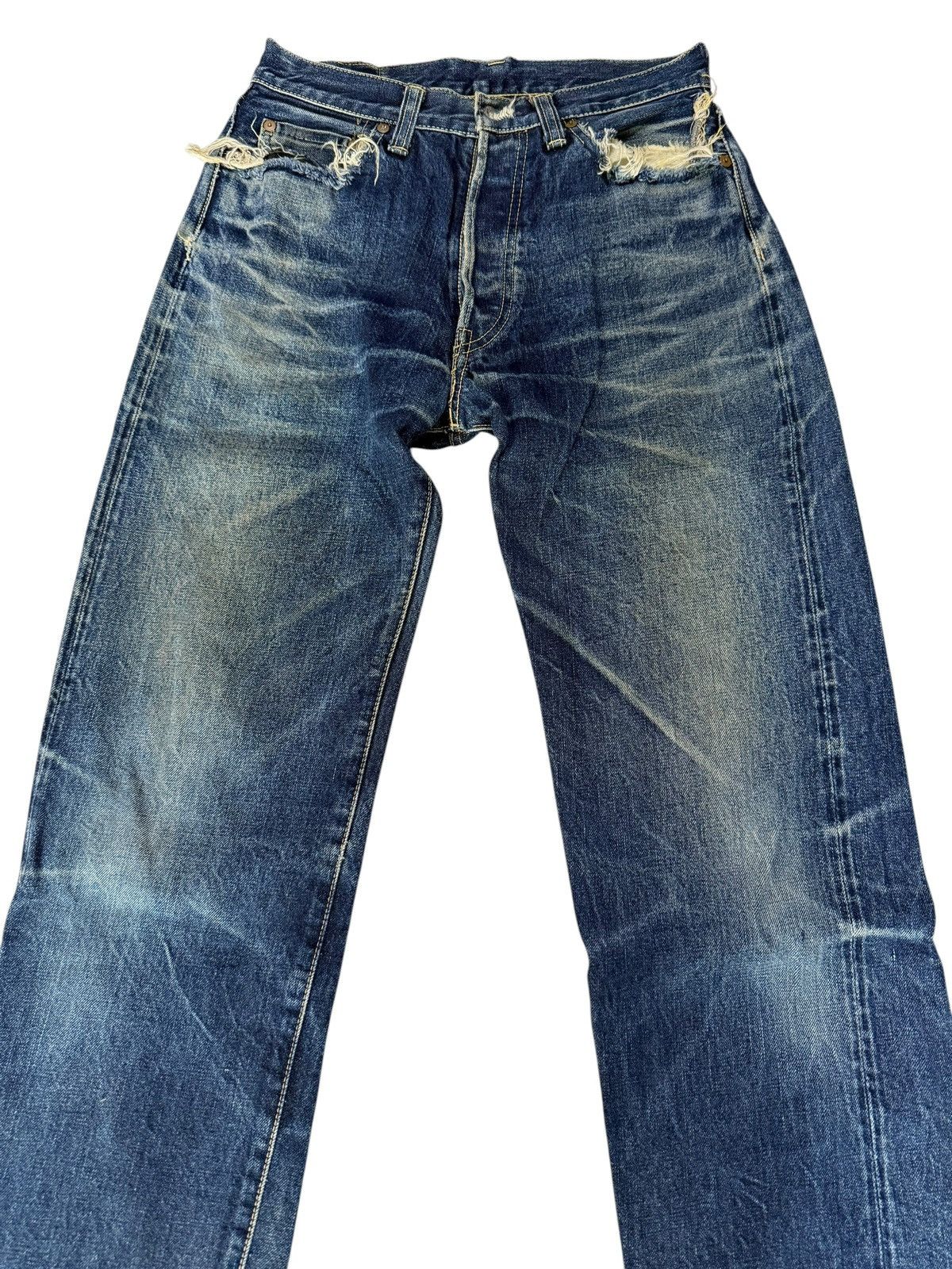 Japanese Brand DENIM PORKY’S JAPAN REDLINE SELVEDGE DISTRESSED JEANS Size US 27 - 3 Thumbnail