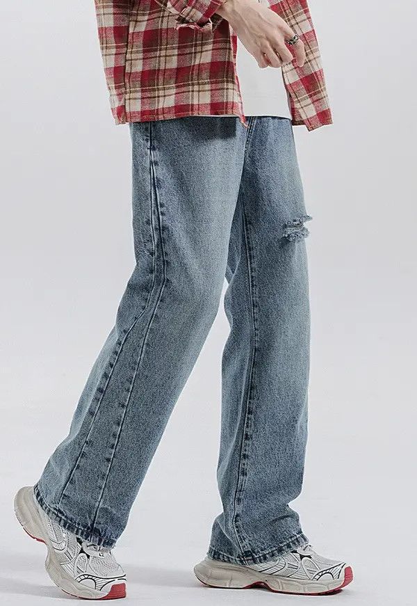 Japanese Brand Street Straight Loose Washed Vintage Ripped Jeans Size US 32 / EU 48 - 3 Thumbnail