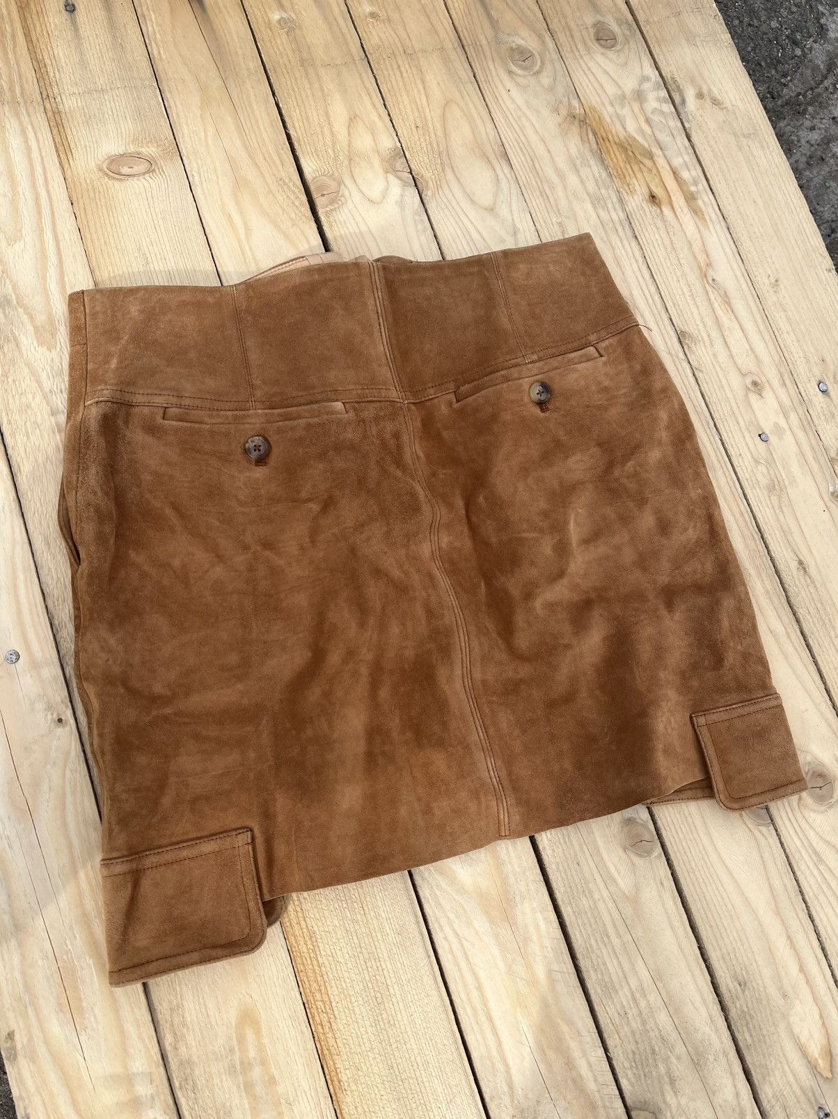 Helmut Lang SAMPLE HELMUT LANG SUEDE LEATHER MIDI SKIRT Size 26" / US 2 / IT 38 - 2 Thumbnail