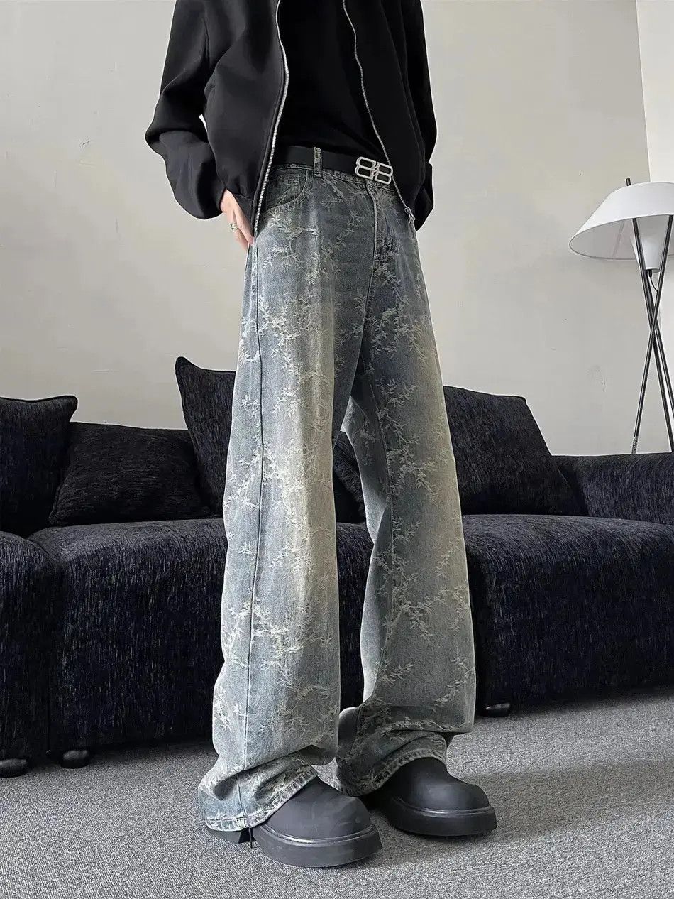 Japanese Brand Retro loose jacquard casual jeans Size US 32 / EU 48 - 1 Thumbnail