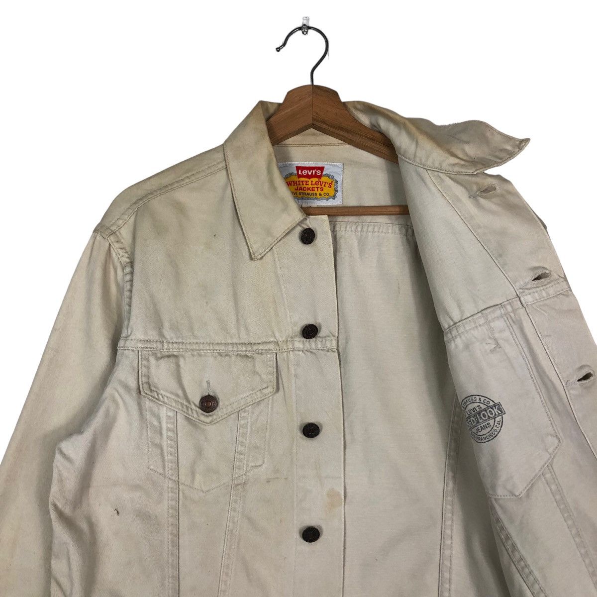 Japanese Brand Vintage White Levi’s Jacket Biker Cargo Multi Pocket Trucker Size US M / EU 48-50 / 2 - 12 Thumbnail