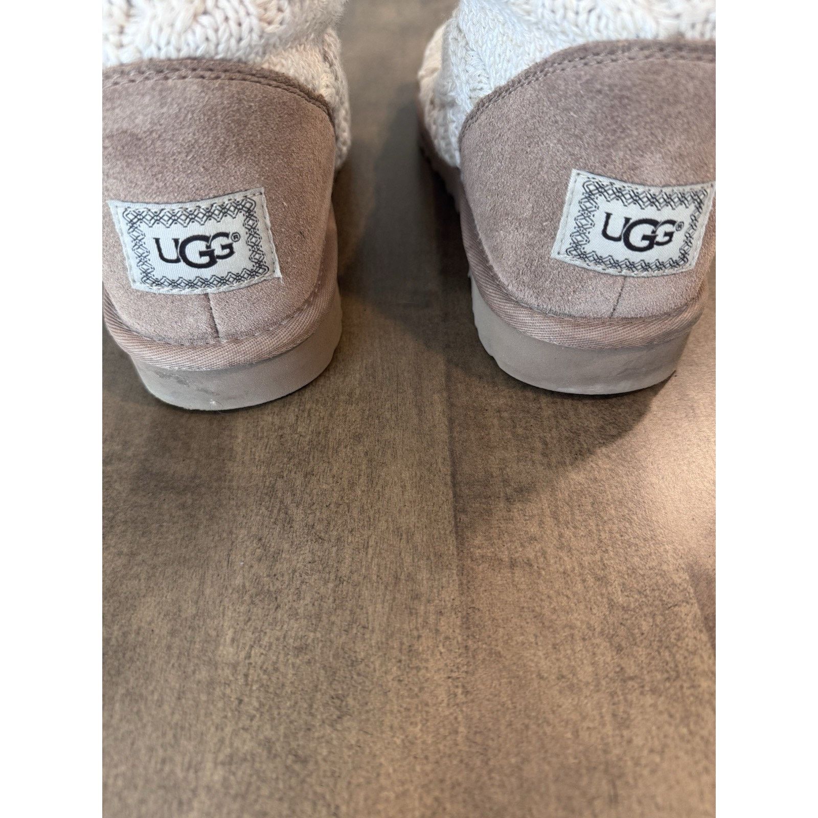 Ugg Ugg, Kalla Sock Creme Button Cozy Knit Argyle, Size 10 Size US 10 / IT 40 - 4 Thumbnail