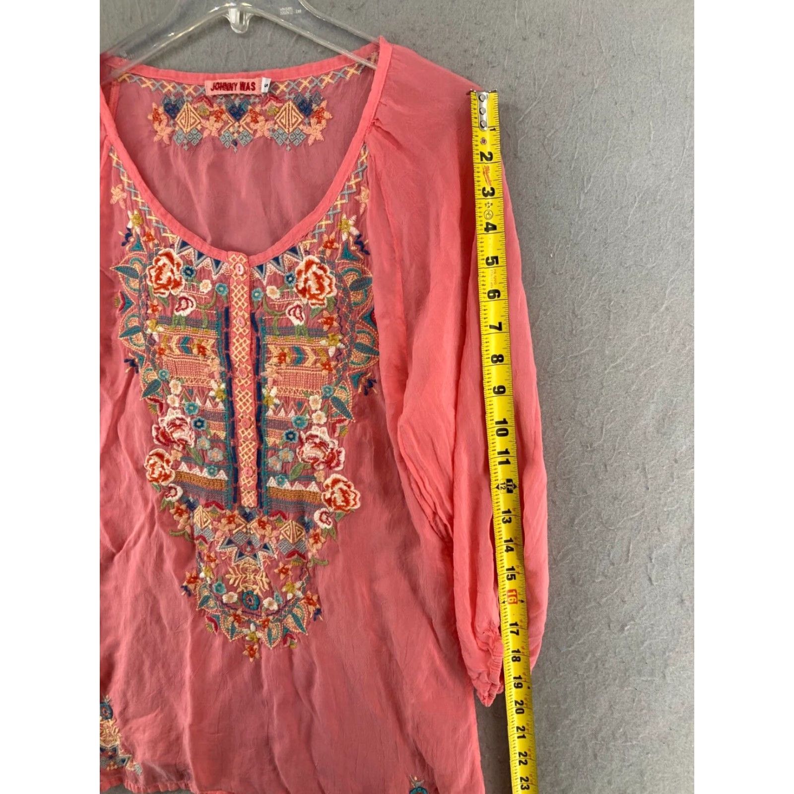 Johnny Was Johnny Was Womens Shirt Small Pink Embroidered Aztec Size S / US 4 / IT 40 - 4 Thumbnail