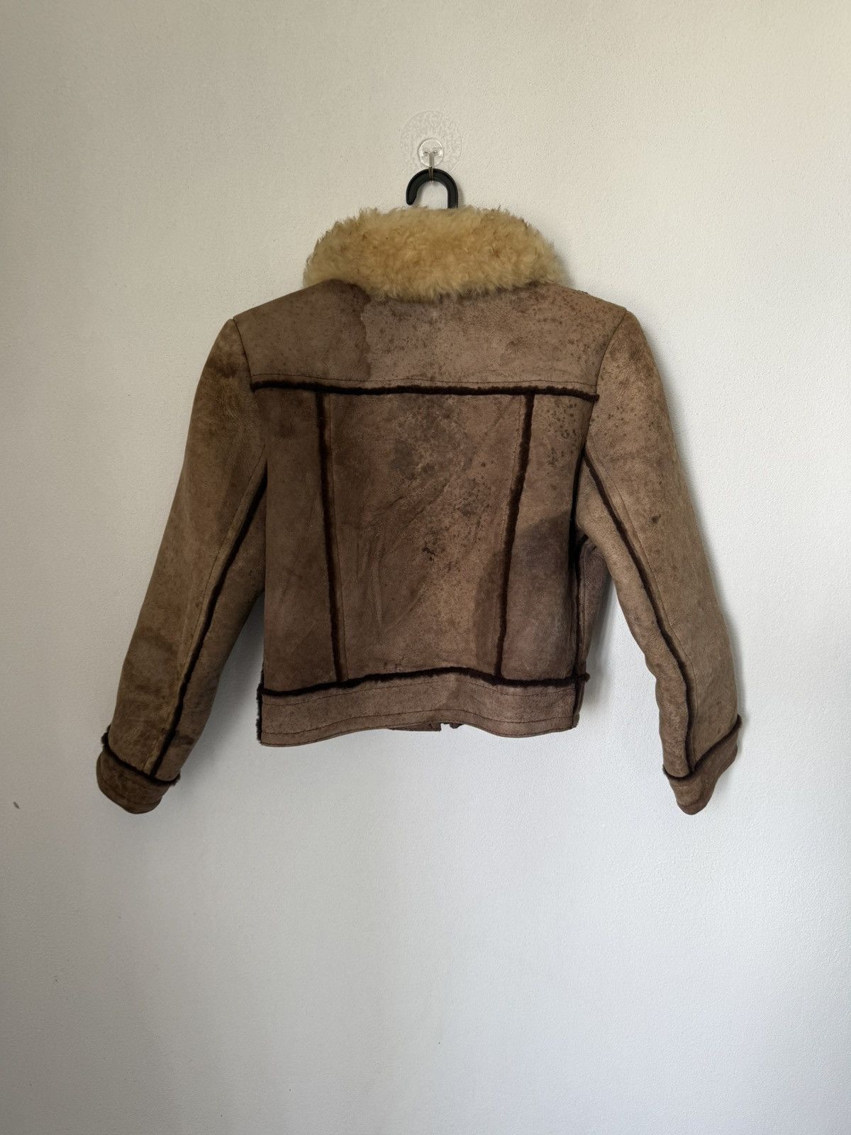 Genuine Leather DISTRESS STYLE SHEEP SKIN CROPPED JACKET FUR Size S / US 4 / IT 40 - 3 Thumbnail