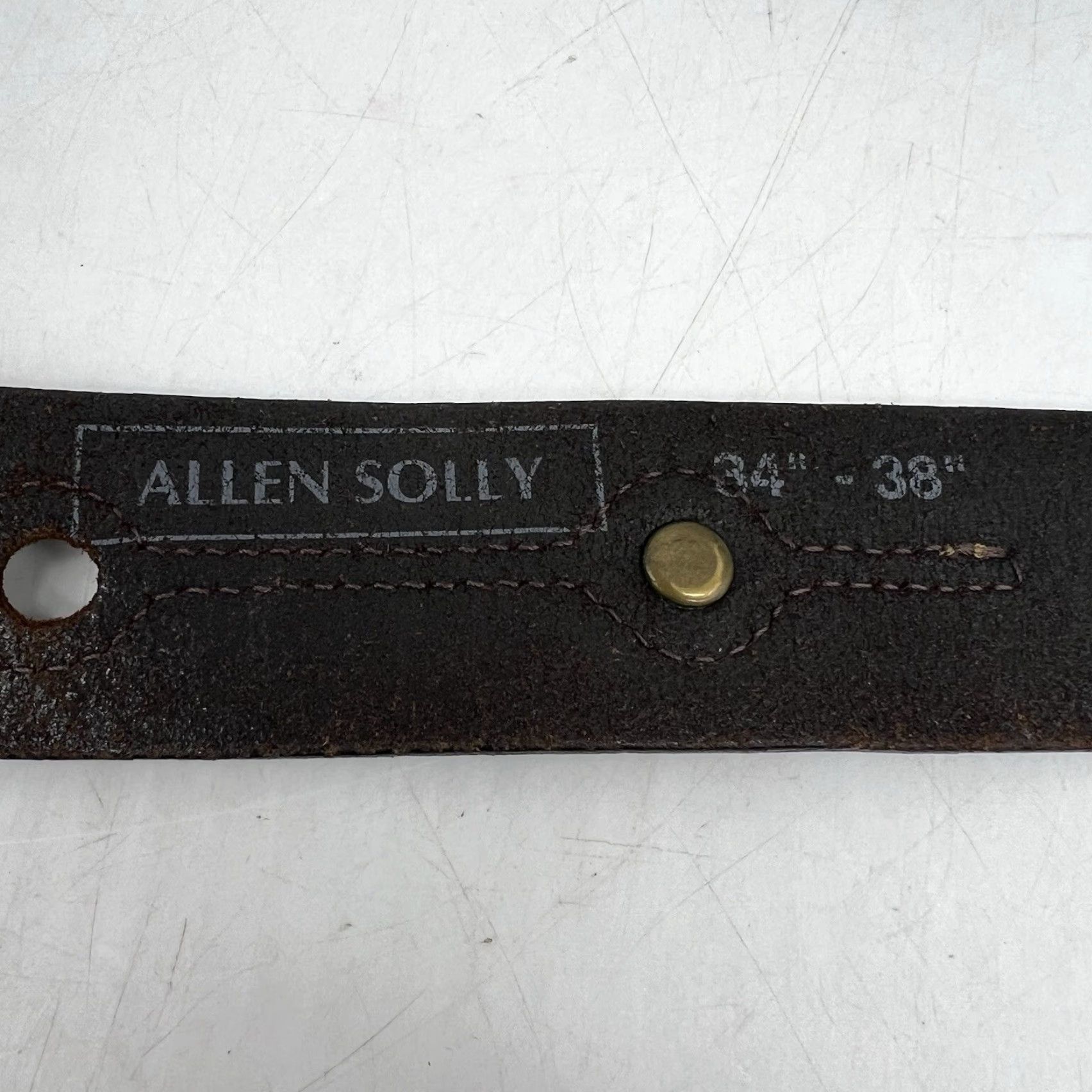 Vintage Allen Solly Belt Dress Belt Men 34-38 Black Leather Brass Buckle USA Made Size 34 - 3 Thumbnail