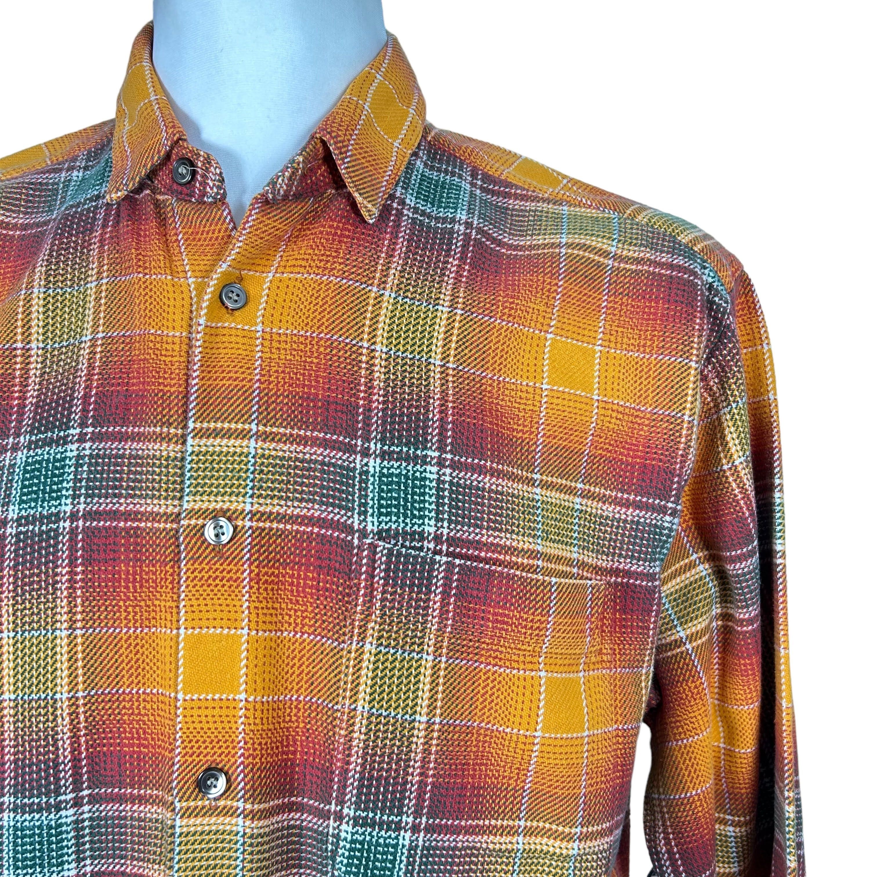 Flannel × Japanese Brand Skole Exoah Orange Green Check Cotton Flannel Shirt Japan S Size US S / EU 44-46 / 1 - 4 Thumbnail