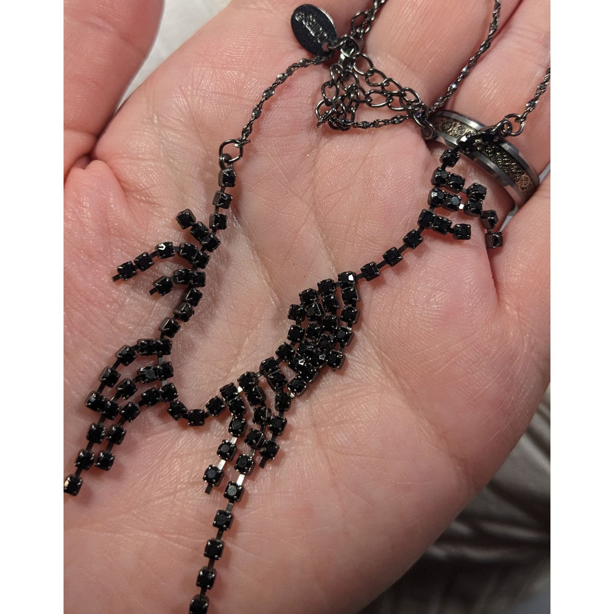 Other Claire's Gothic Dainty Black Rhinestone Necklace Size ONE SIZE - 4 Thumbnail
