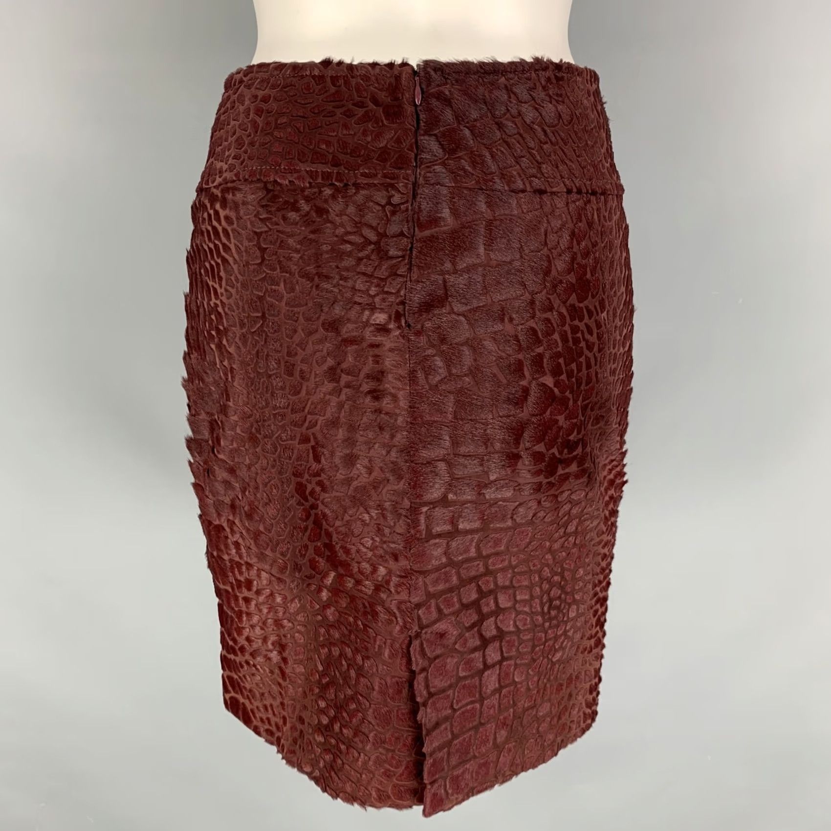 Salvatore Ferragamo SALVATORE FERRAGAMO Skirt Burgundy Knee-Length Pencil Size 2 Womens Italy Size 26" / US 2 / IT 38 - 2 Thumbnail