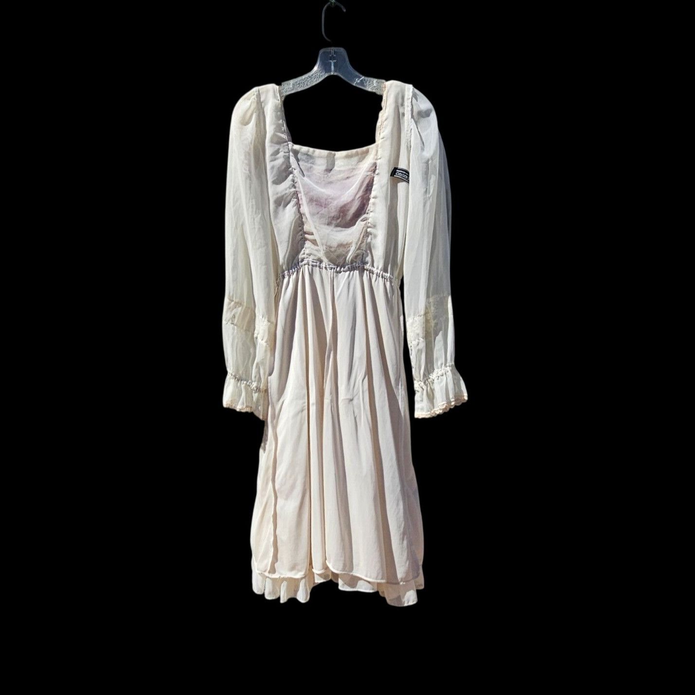 Casadei Vintage Casadei 80s Ivory Lace Beaded Prairie Fantasy Dress Size S / US 4 / IT 40 - 8 Thumbnail