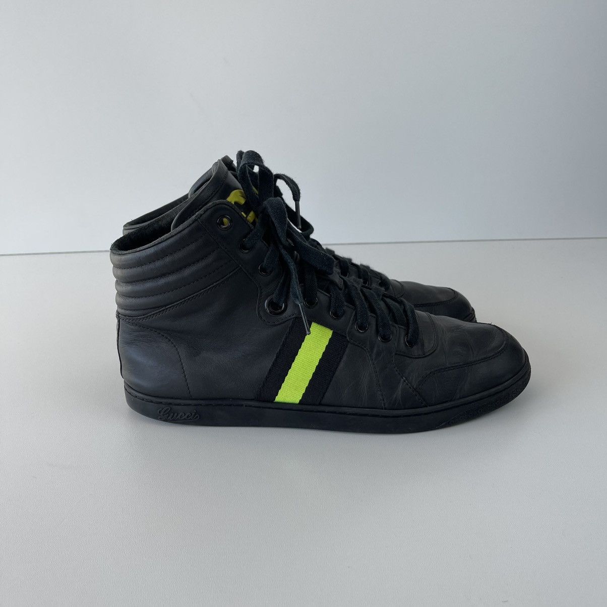 Gucci Gucci GG Nigh Top Viaggio Collection Leather Sneakers Black Size US 8 / EU 41 - 4 Thumbnail