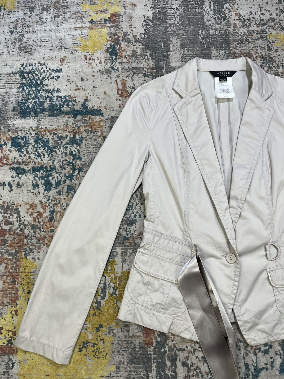 ATSURO TAYAMA Atsuro Tayama Cream Belt Tie Waist Blazer Size M / US 6-8 / IT 42-44 - 2 Thumbnail