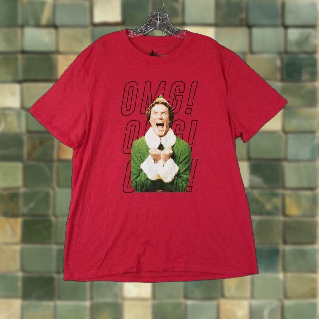 Vintage Elf T-Shirt Men Red Will Ferrell Christmas Short Sleeve 2XL Size US 39 - 1 Thumbnail