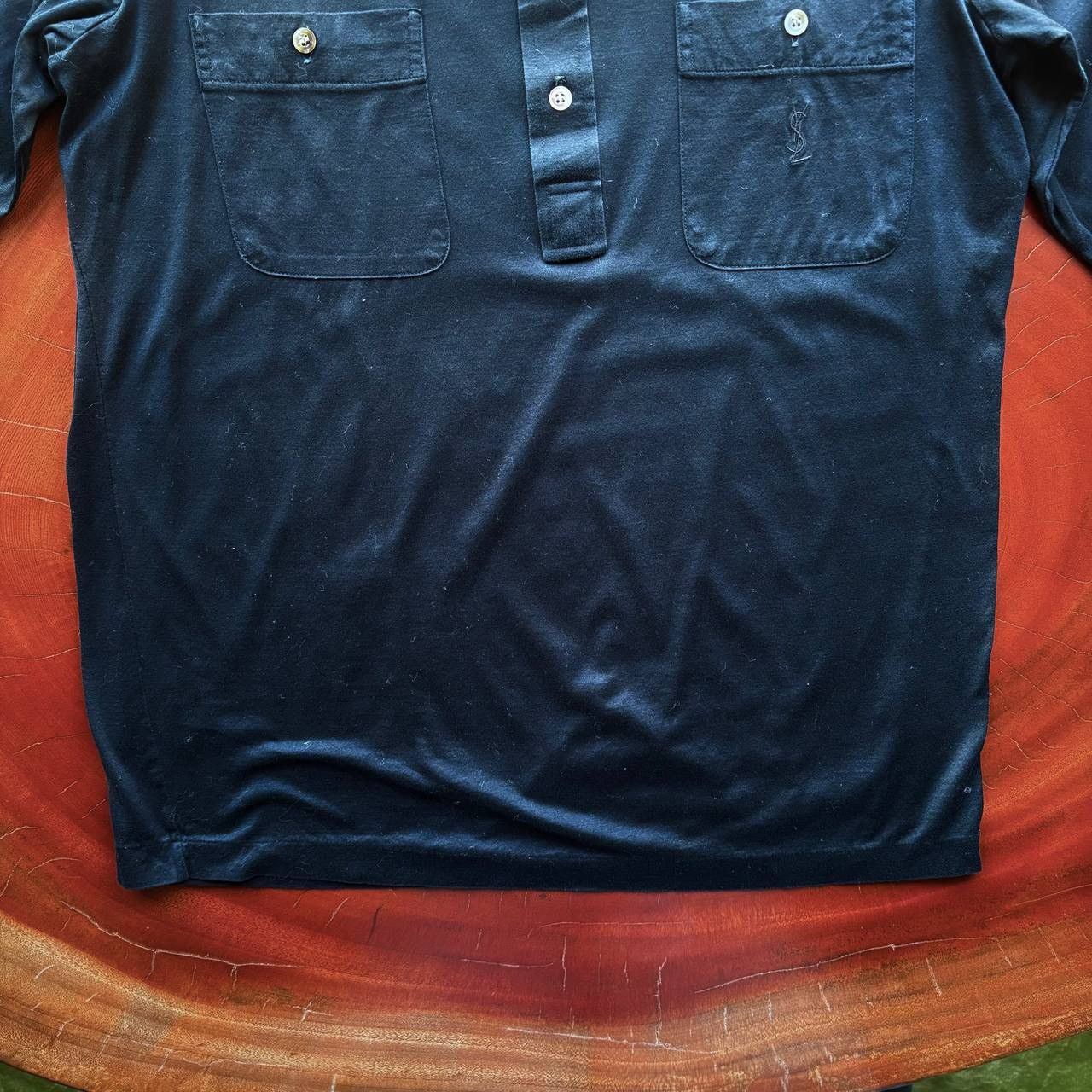Yves Saint Laurent Vintage Yves Saint Laurent Black Double Pocket Collar Tshirt Size US M / EU 48-50 / 2 - 4 Thumbnail