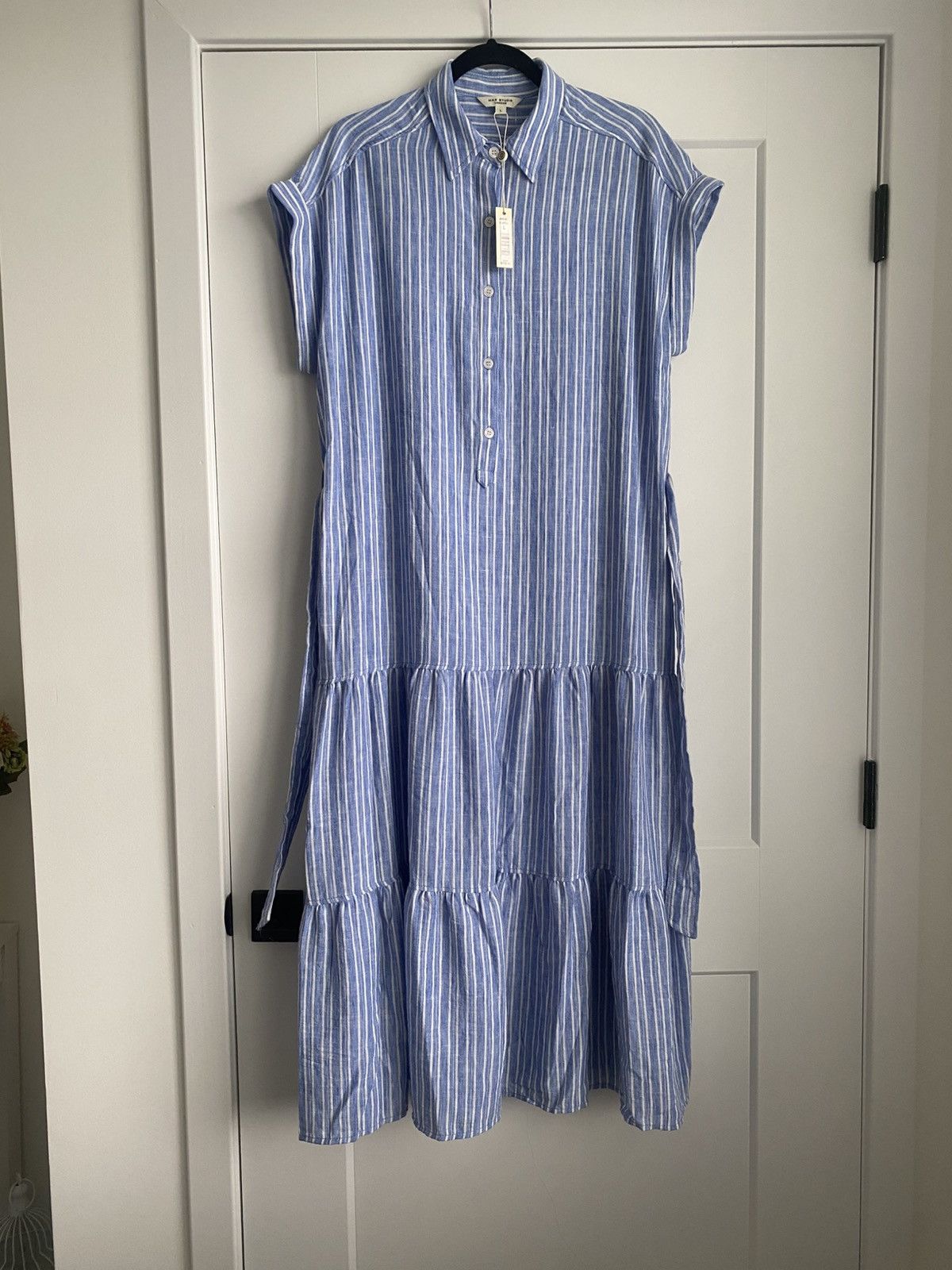 Other NWT 168$ Max Studio Cap Sleeve Tiered Maxi Shirtdress Size L / US 10 / IT 46 - 3 Thumbnail