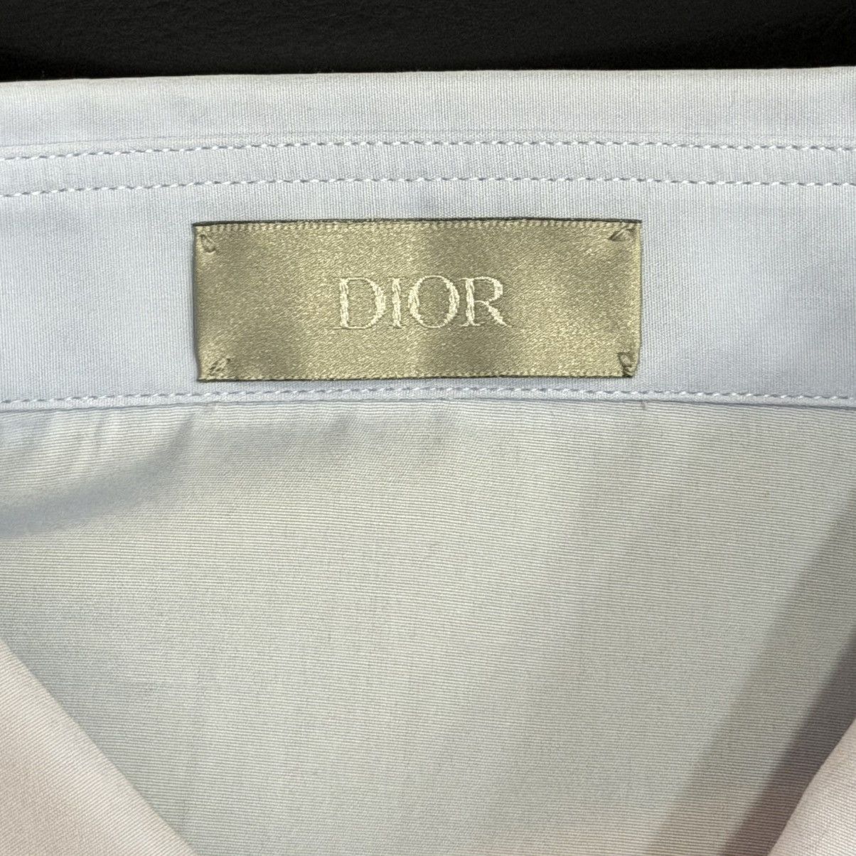 Dior × Jordan Brand Air Dior Jordan Wing Basketball Blue Logo LS Button Up SZ 40 Size 40R - 4 Thumbnail