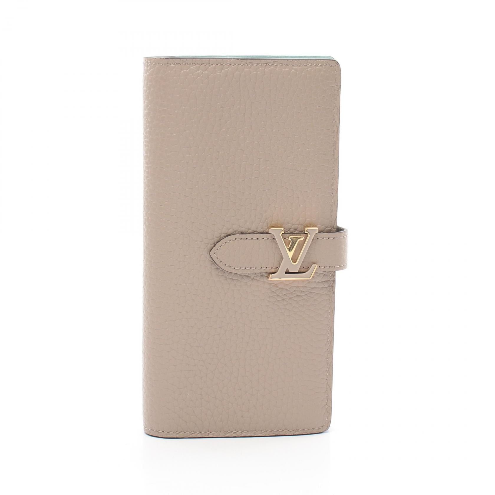 Louis Vuitton Louis Vuitton Lv Vertical Wallet Carré Bi-Fold Long Taurillon Leather Gray Beige Size ONE SIZE - 1 Thumbnail