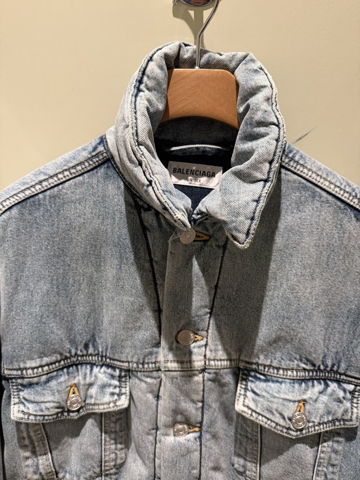 Balenciaga SS22 Balenciaga ‘Padded’ Oversized Washed Denim Jacket Size US S / EU 44-46 / 1 - 2 Thumbnail