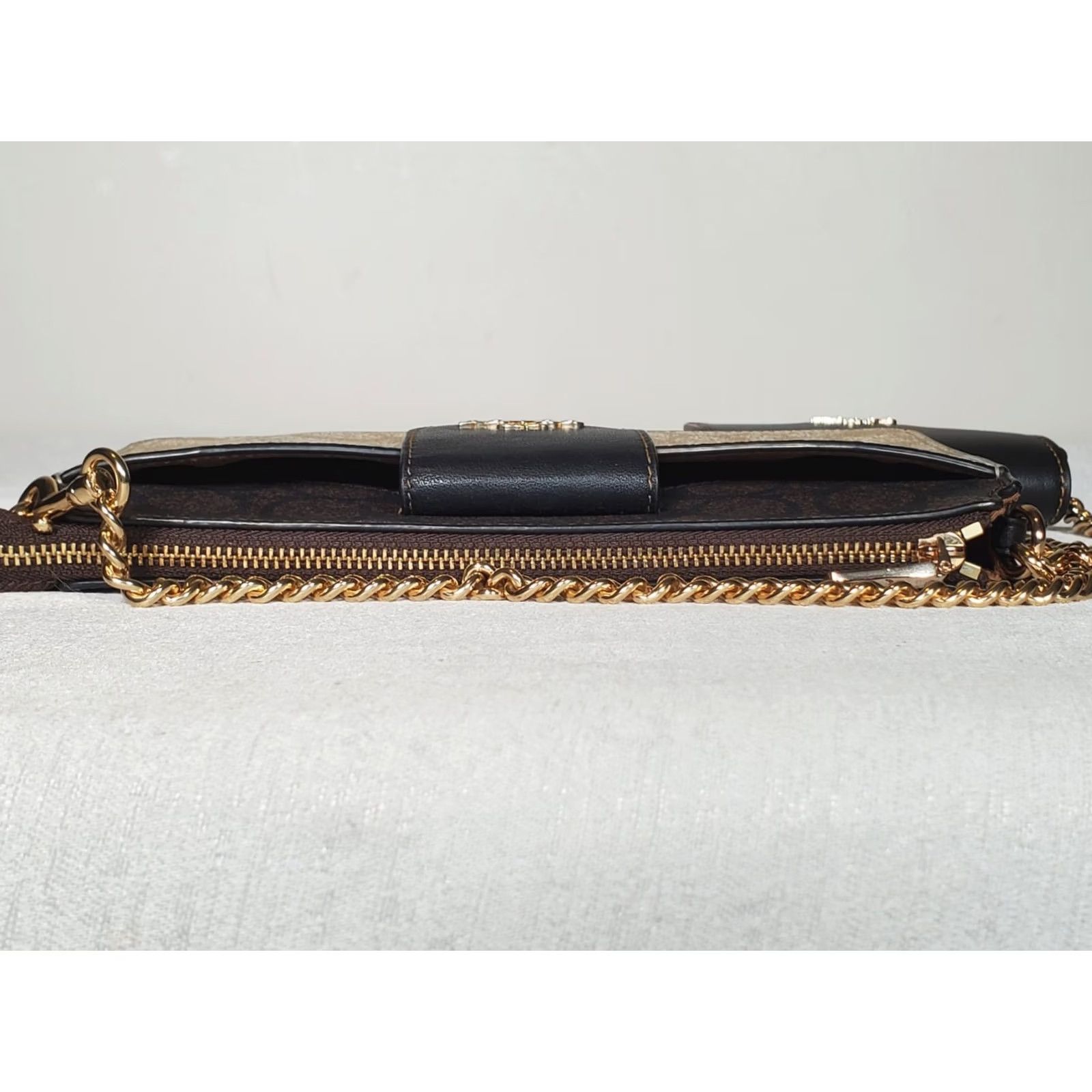 Coach Coach Crossbody Womens Small Poppy Card Case Block Signature Khaki Brown Black CA843 Chain Size ONE SIZE - 7 Thumbnail
