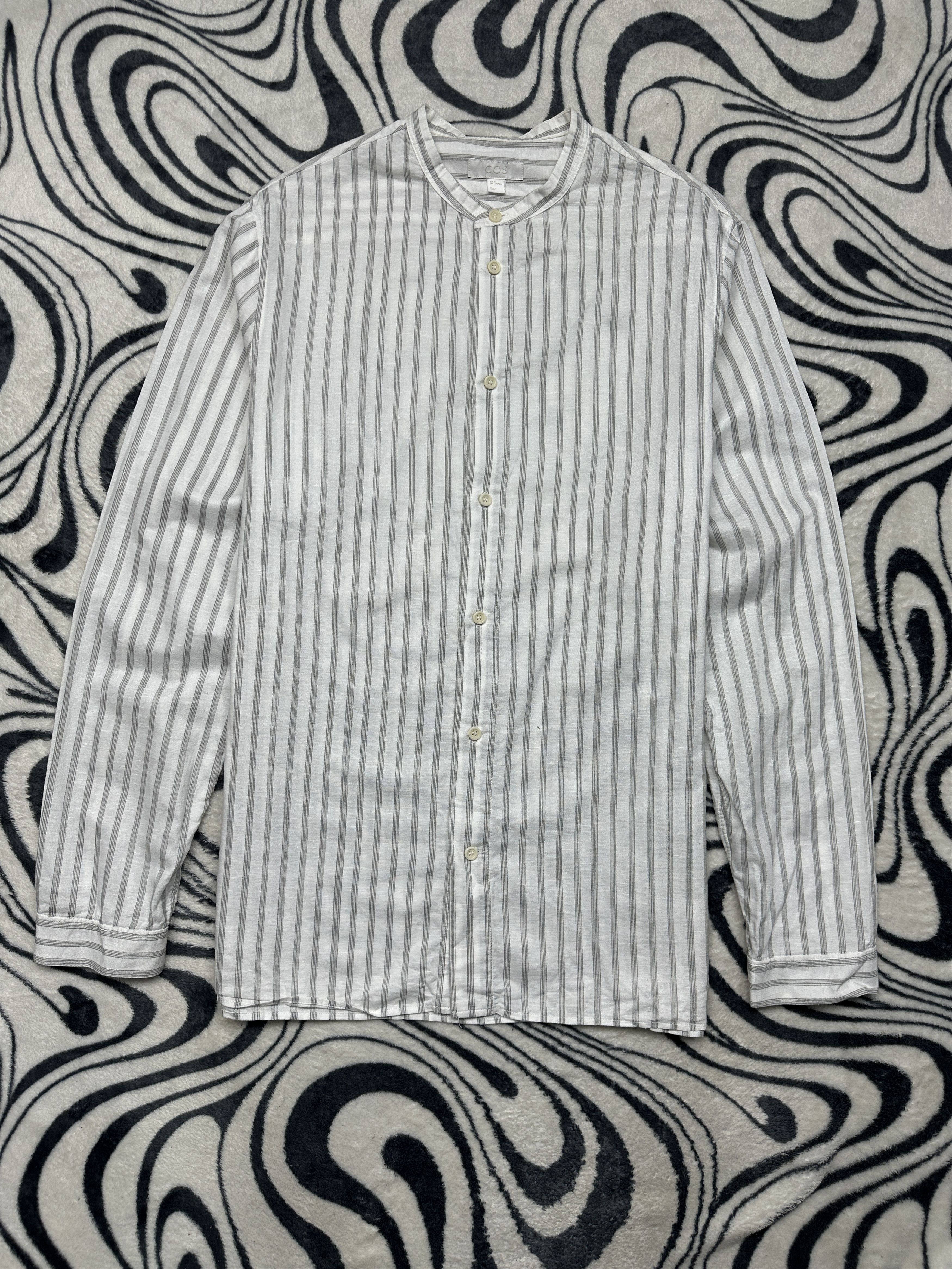 Cos Cos Mens Linen Collarless Long Sleeve Shirt Size US S / EU 44-46 / 1 - 1 Thumbnail