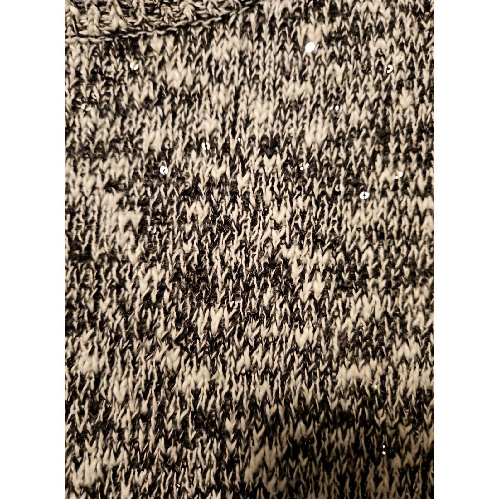 Vintage Rock & Republic Sweater Women's Small Long Sleeve Black White Sequin Knit Pullover Size S / US 4 / IT 40 - 8 Thumbnail
