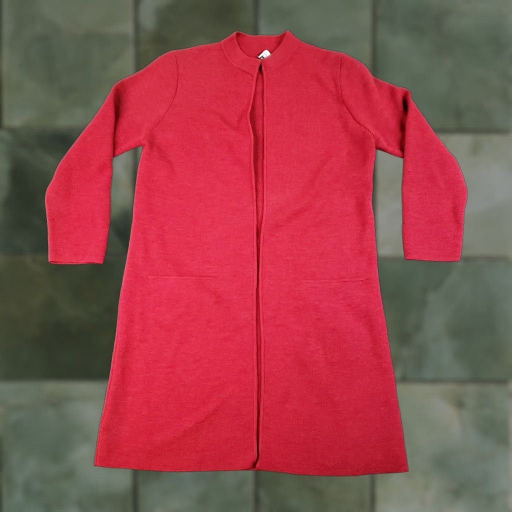 Eileen Fisher VINTAGE Eileen Fisher Cardigan Sweater Womens M Red Open Front Pockets Holes Size M / US 6-8 / IT 42-44 - 1 Thumbnail