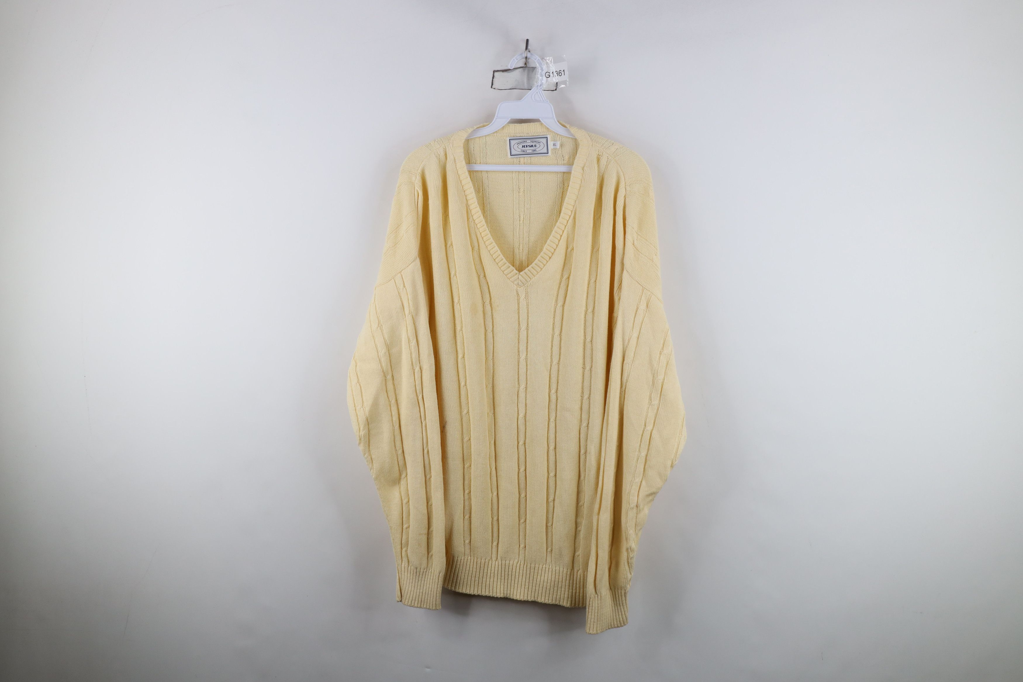 Vintage Vintage 90s Streetwear Cotton Cable Knit Ribbed Sweater USA Size US XL / EU 56 / 4 - 1 Thumbnail