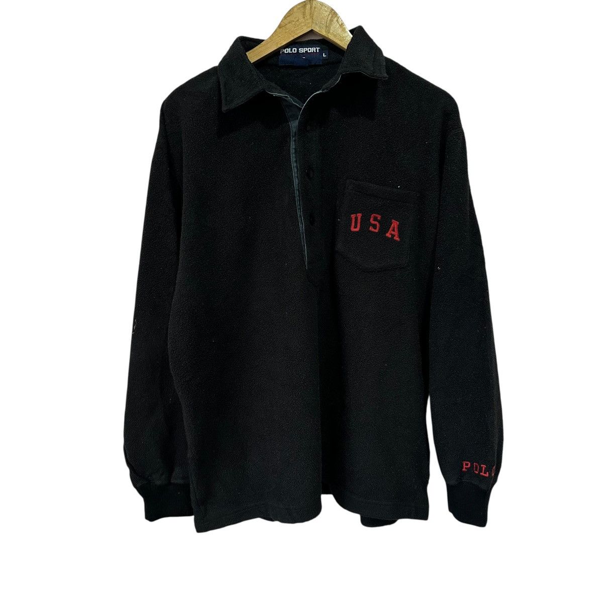 Polo Ralph Lauren Vintage Polo Sport Ralph Lauren Fleece Rugby USA Pullover Size US L / EU 52-54 / 3 - 1 Thumbnail