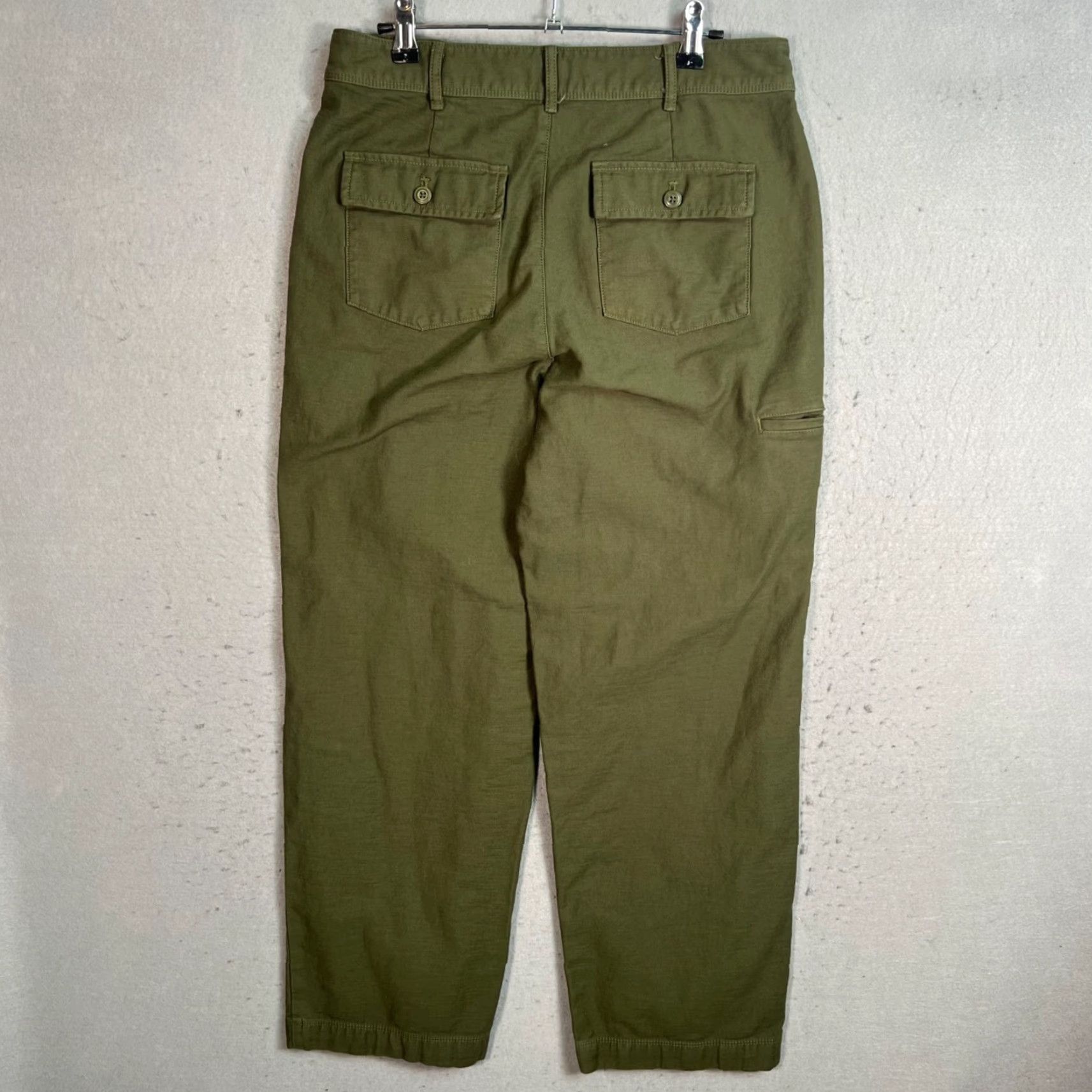 J.Crew J.CREW Pants Womens 4 Olive Green Utility Straight Leg 100% Cotton Chino Twill Pockets Size 27" / US 4 / IT 40 - 2 Thumbnail