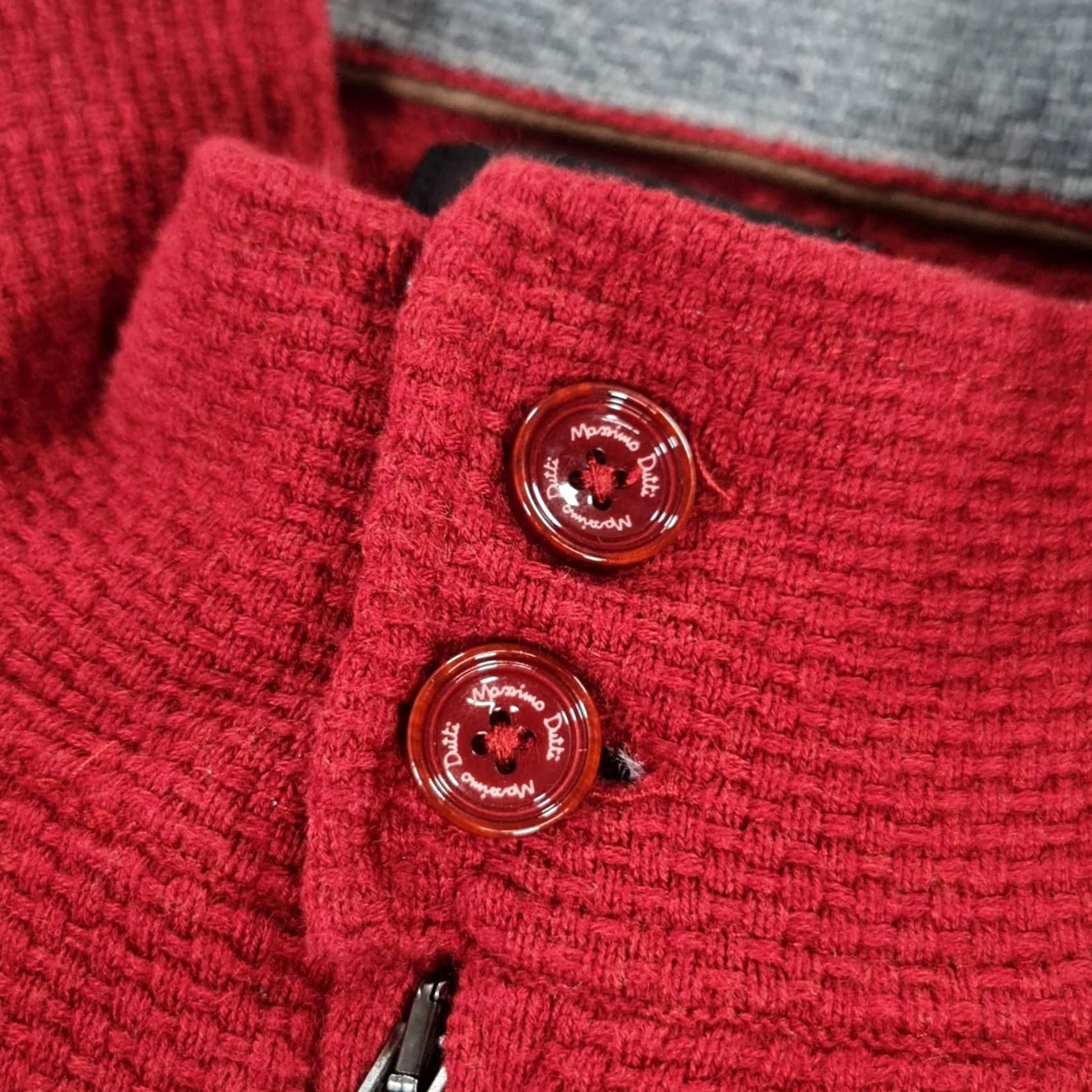 Massimo Dutti Massimo Dutti Jumper Mens XL Red Cotton Cashmere Mock Neck Long Sleeve Henley Knit Size US XL / EU 56 / 4 - 5 Thumbnail