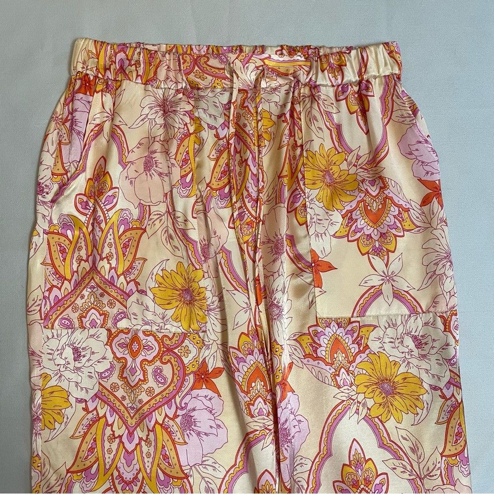 Zara NWT New Zara Satin Floral Tapered The Sasha Pants Size L Size 36" / US 14 / IT 50 - 4 Thumbnail