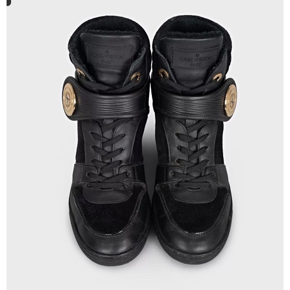 Louis Vuitton Louis Vuitton Black Leather Wedge Sneakers - Size 34.5 Size US 4.5 / IT 34.5 - 2 Thumbnail