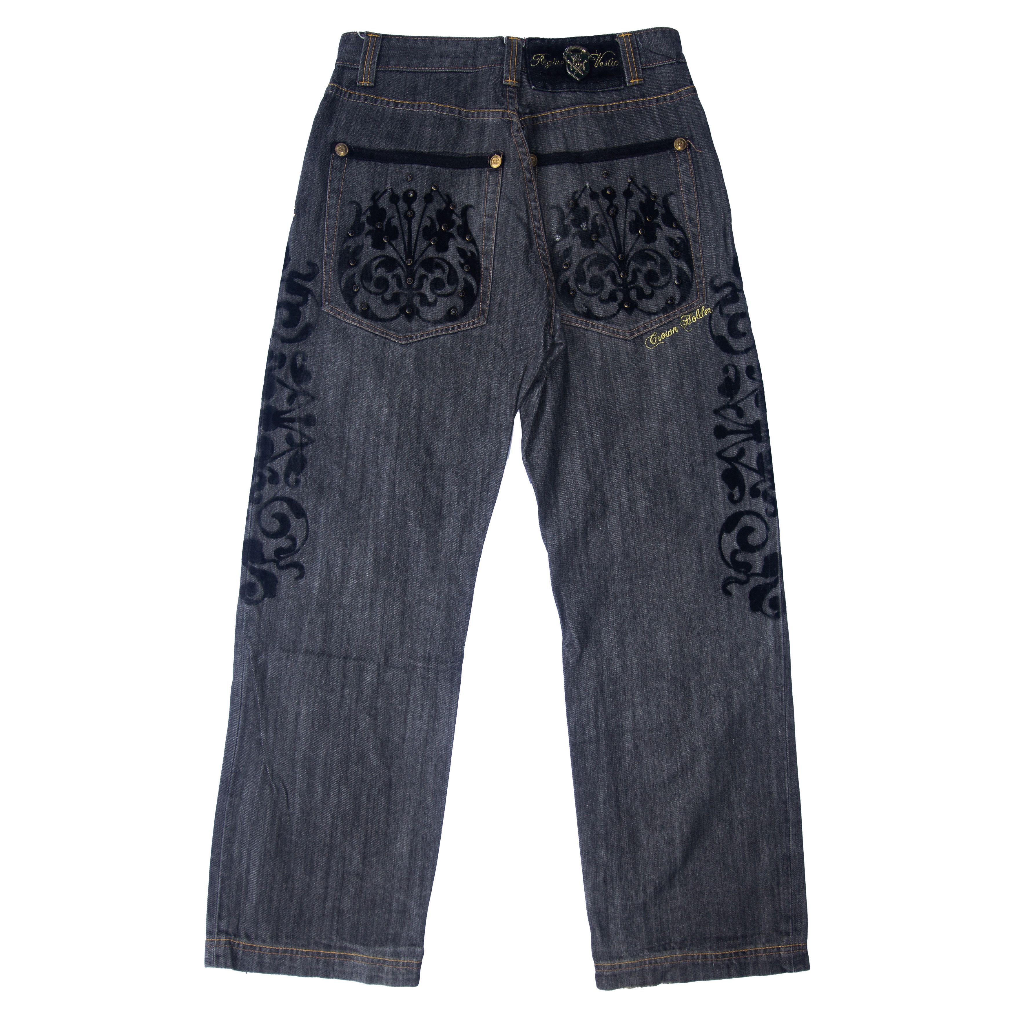 If Six Was Nine × Japanese Brand × Le Grande Bleu (L.G.B.) CROWN HOLDER VELVET ART JEANS Size US 32 / EU 48 - 2 Thumbnail