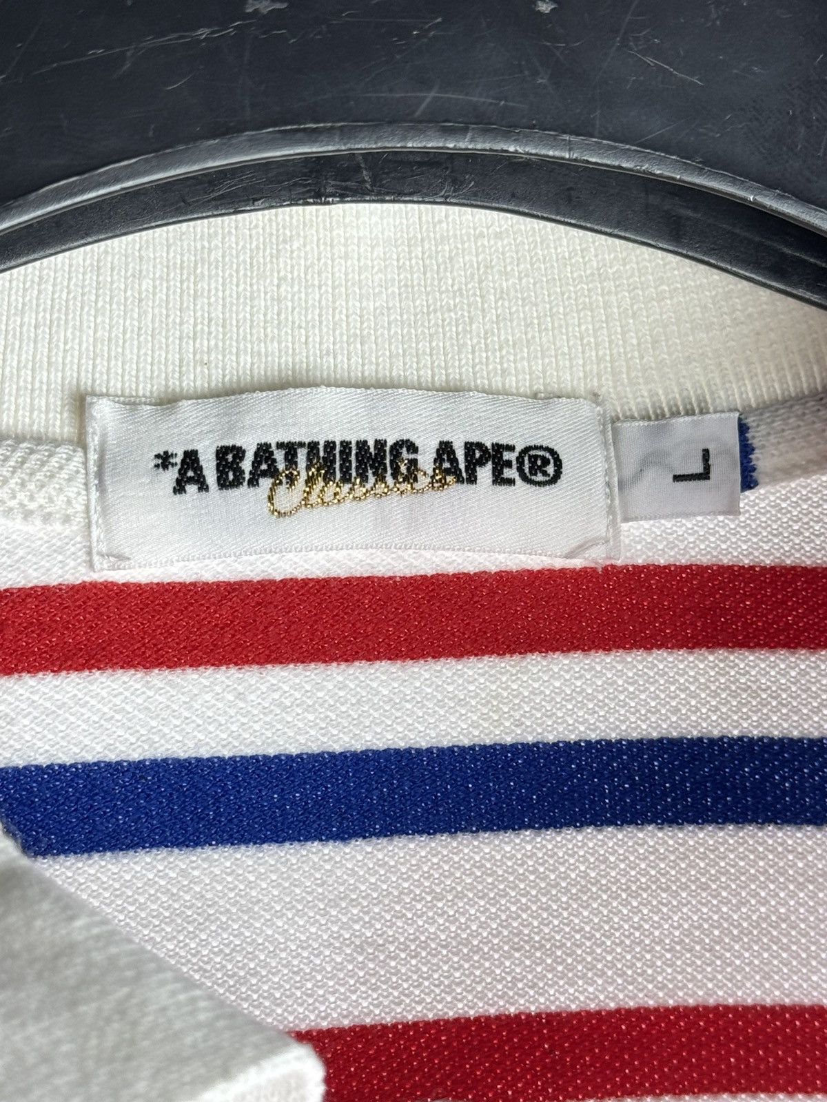 Bape Vintage BAPE A Bathing Ape Striped T-Shirt Polo Size US L / EU 52-54 / 3 - 4 Thumbnail