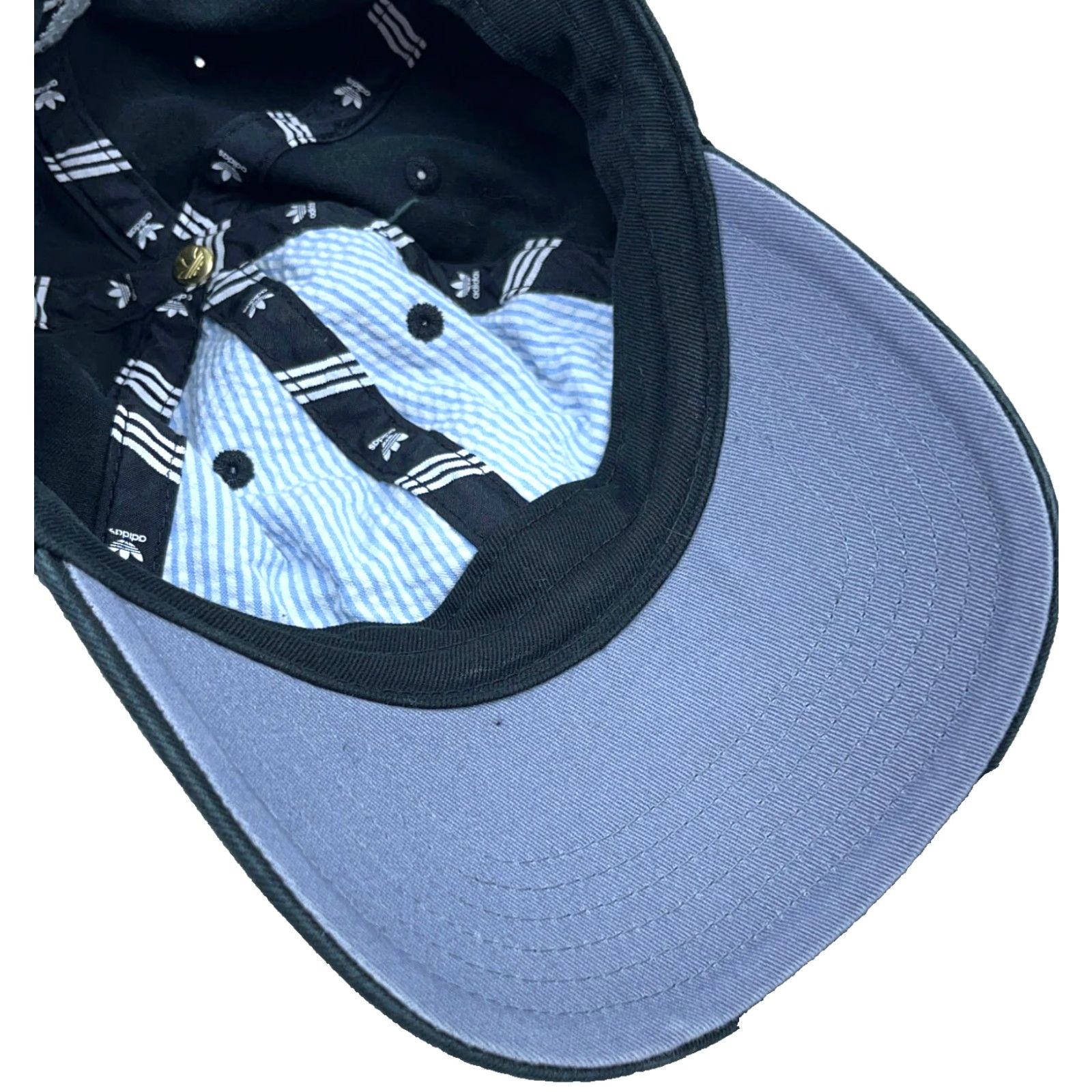 Adidas Adidas Hat Cap Strap Back Black White Baseball Dad Spell Out Trefoil Logo Faded Size ONE SIZE - 5 Thumbnail