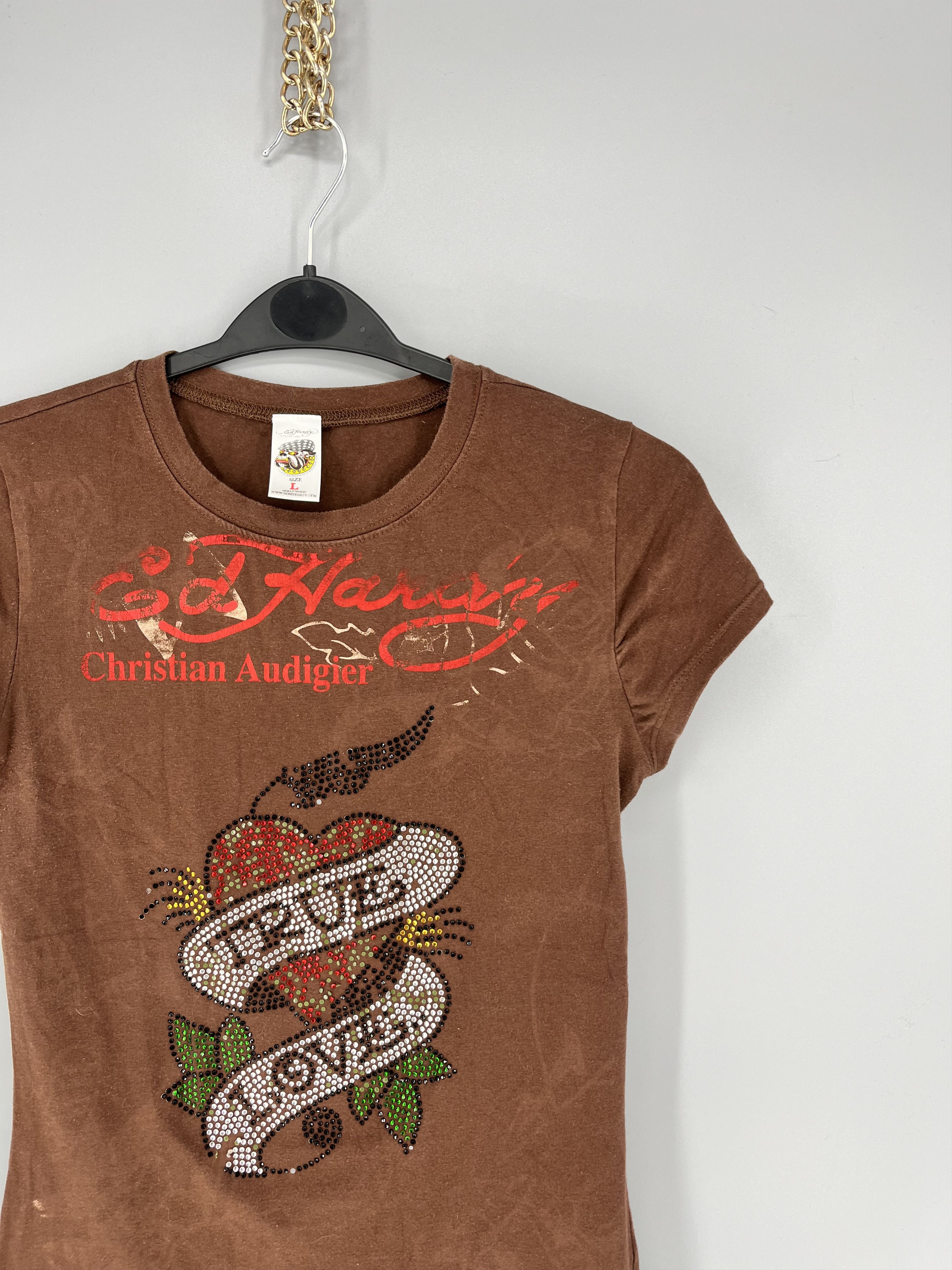Christian Audigier Vintage Y2K Christian Audigier Women’s Rhinestones T-Shirt Size L / US 10 / IT 46 - 5 Thumbnail