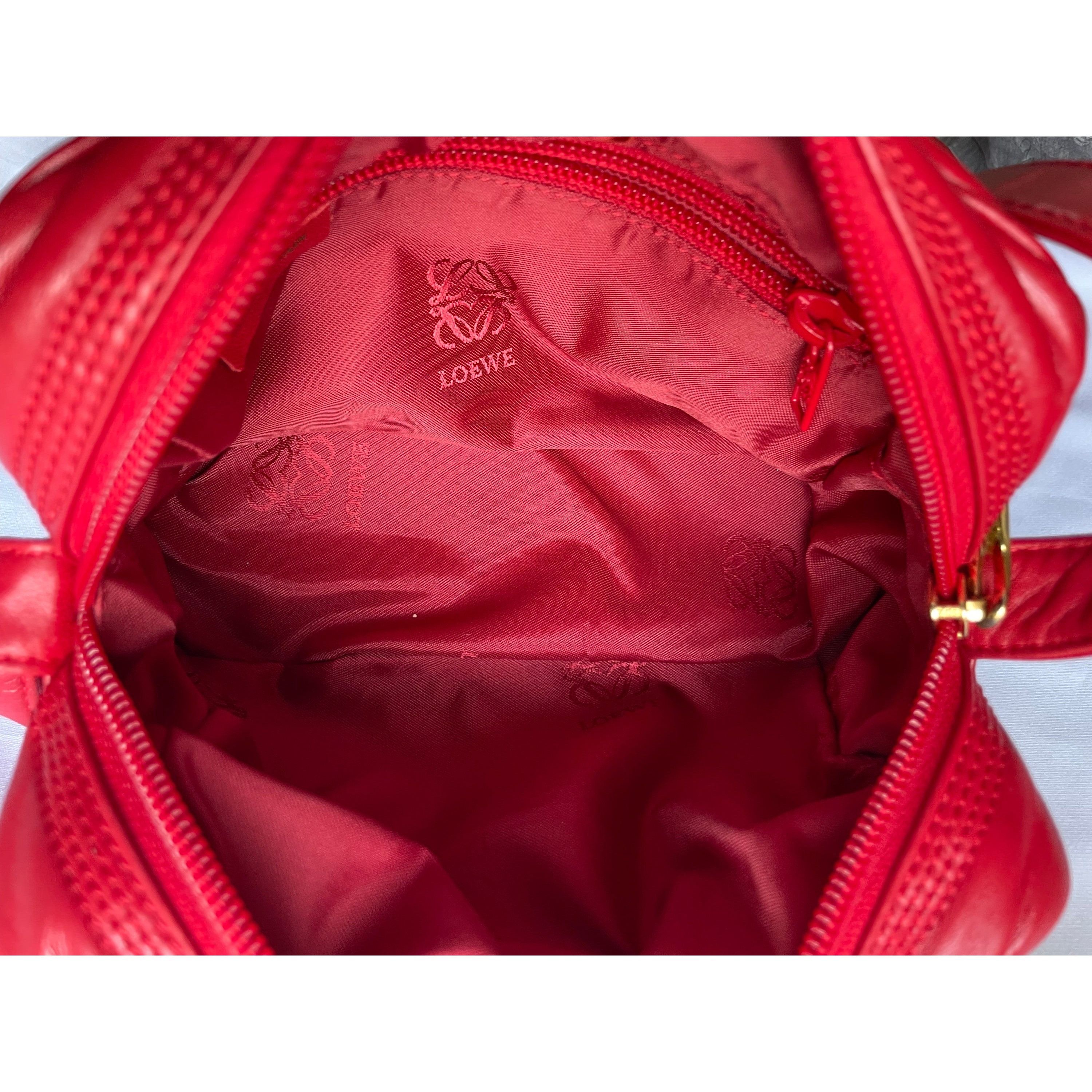 Loewe Vintage LOEWE red genuine ostrich and nappa leather bag Size ONE SIZE - 9 Thumbnail