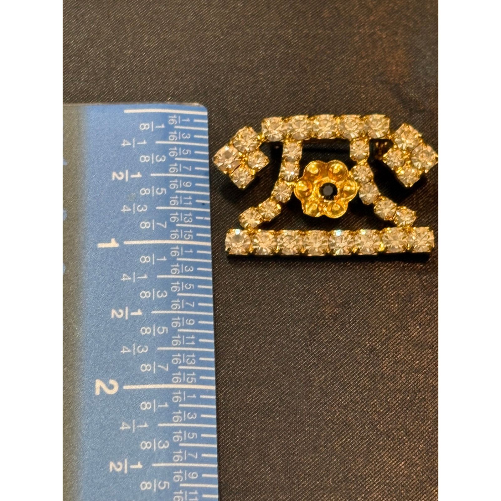 Other Vintage Rhinestone ART DECO TELEPHONE Style Brooch 1.75” Size ONE SIZE - 5 Thumbnail
