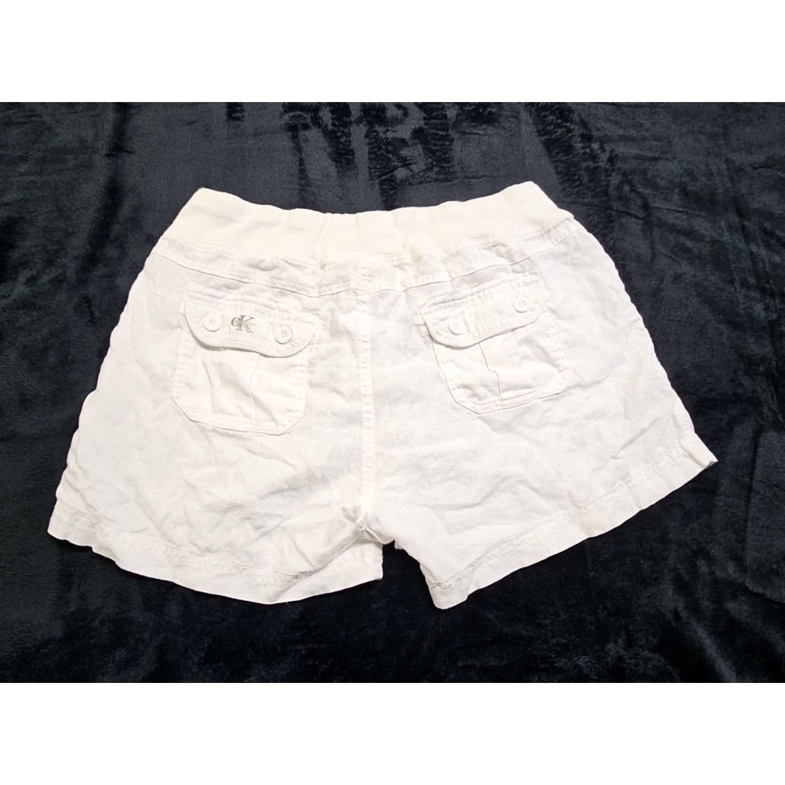 Calvin Klein Calvin Klein Womens Casual Linen Drawstring Shorts Elastic Waist White M Size 32" / US 10 / IT 46 - 7 Thumbnail