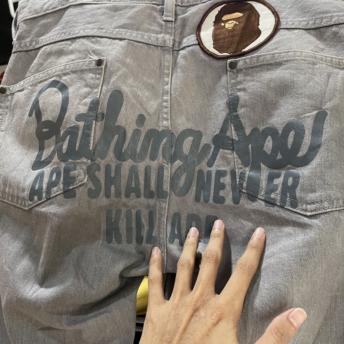 Bape Champion Logo Denim Size US 33 - 4 Thumbnail