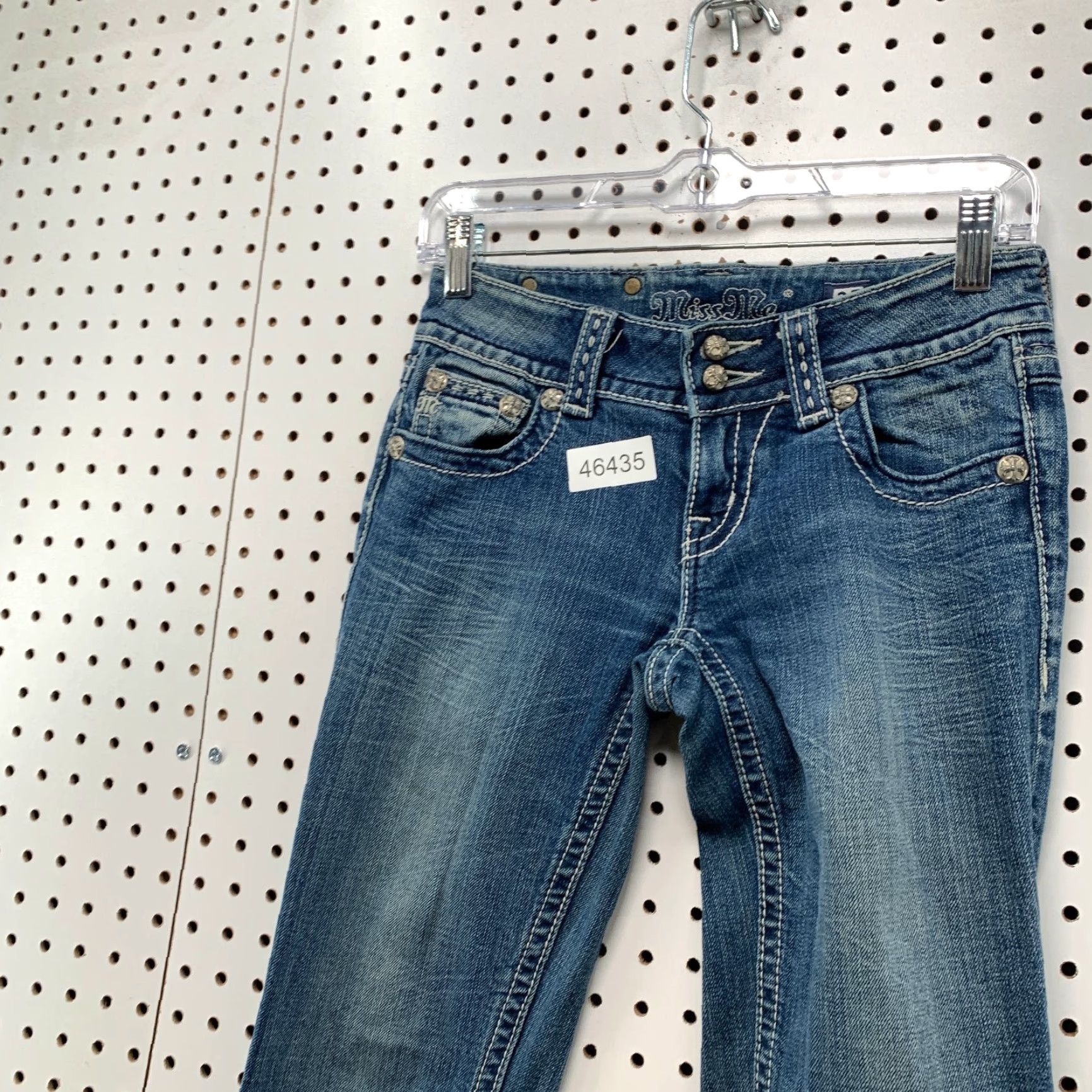 Miss Me Miss Me Jeans Womens Bootcut Denim Size 25 Blue Embellished Stretch 5-Pocket Flap Pocket Y2K Size 42" / US 20 - 6 Thumbnail